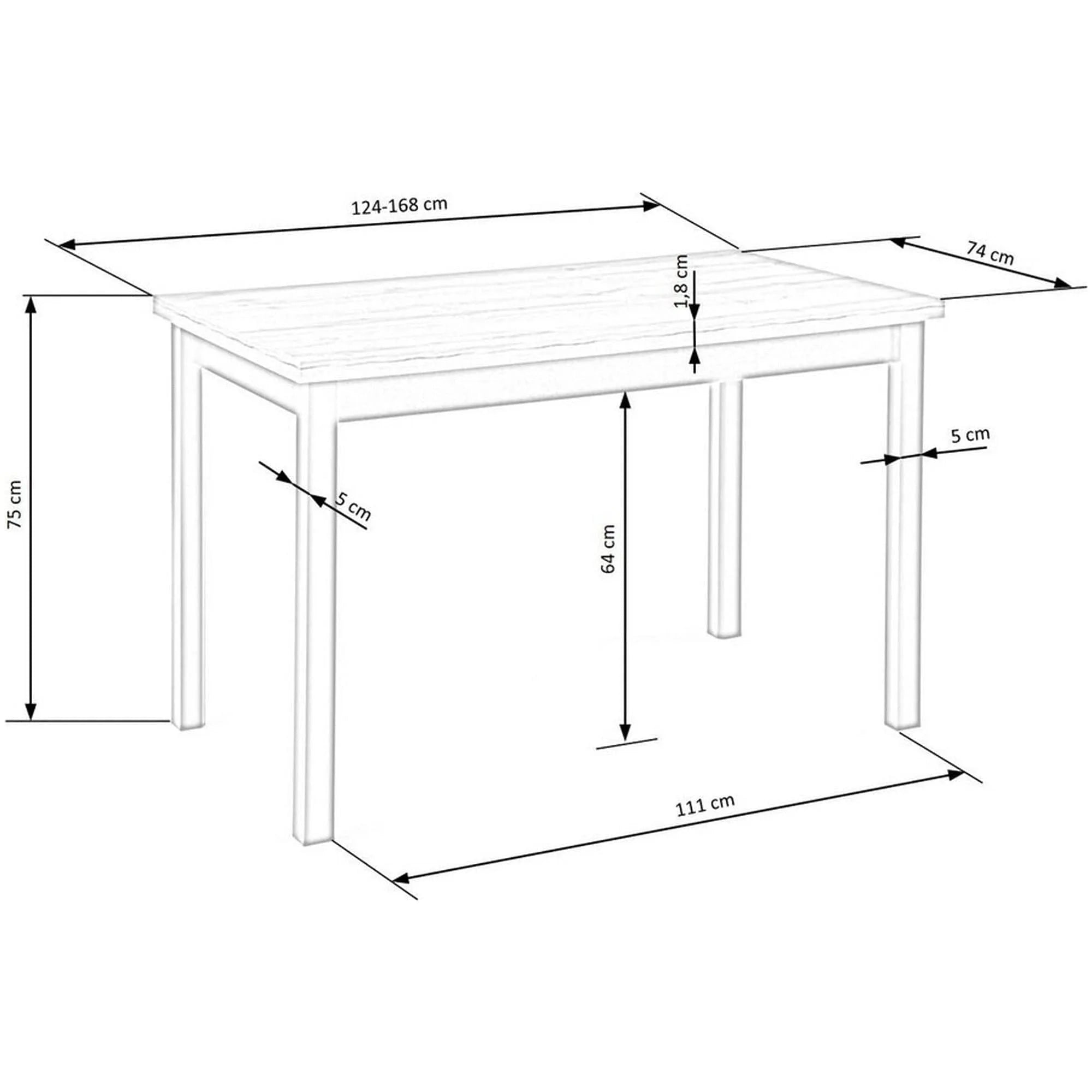 Masa extensibila GREG, stejar/negru, PAL, 124/168x74x75 cm