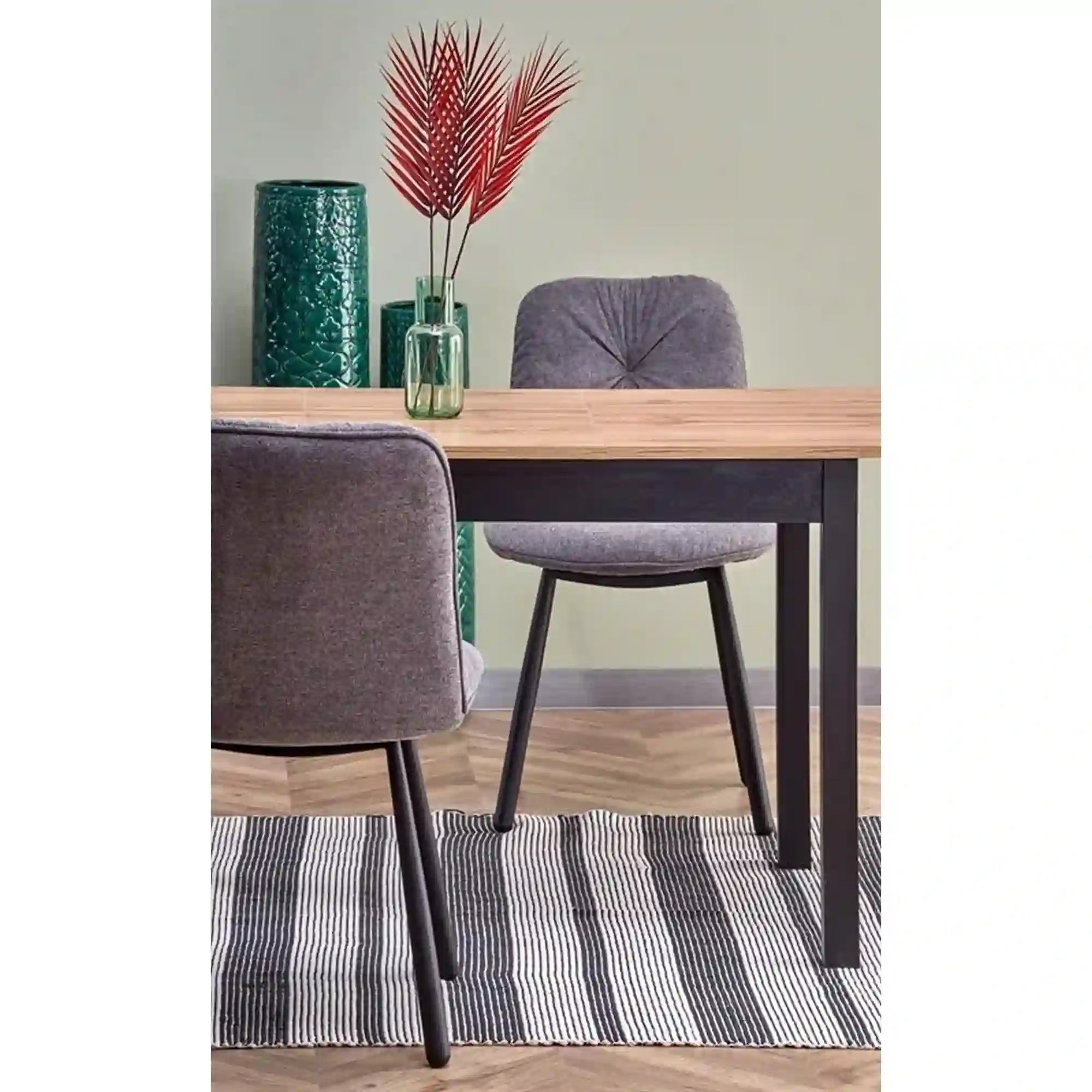 Masa extensibila GREG, stejar/negru, PAL, 124/168x74x75 cm