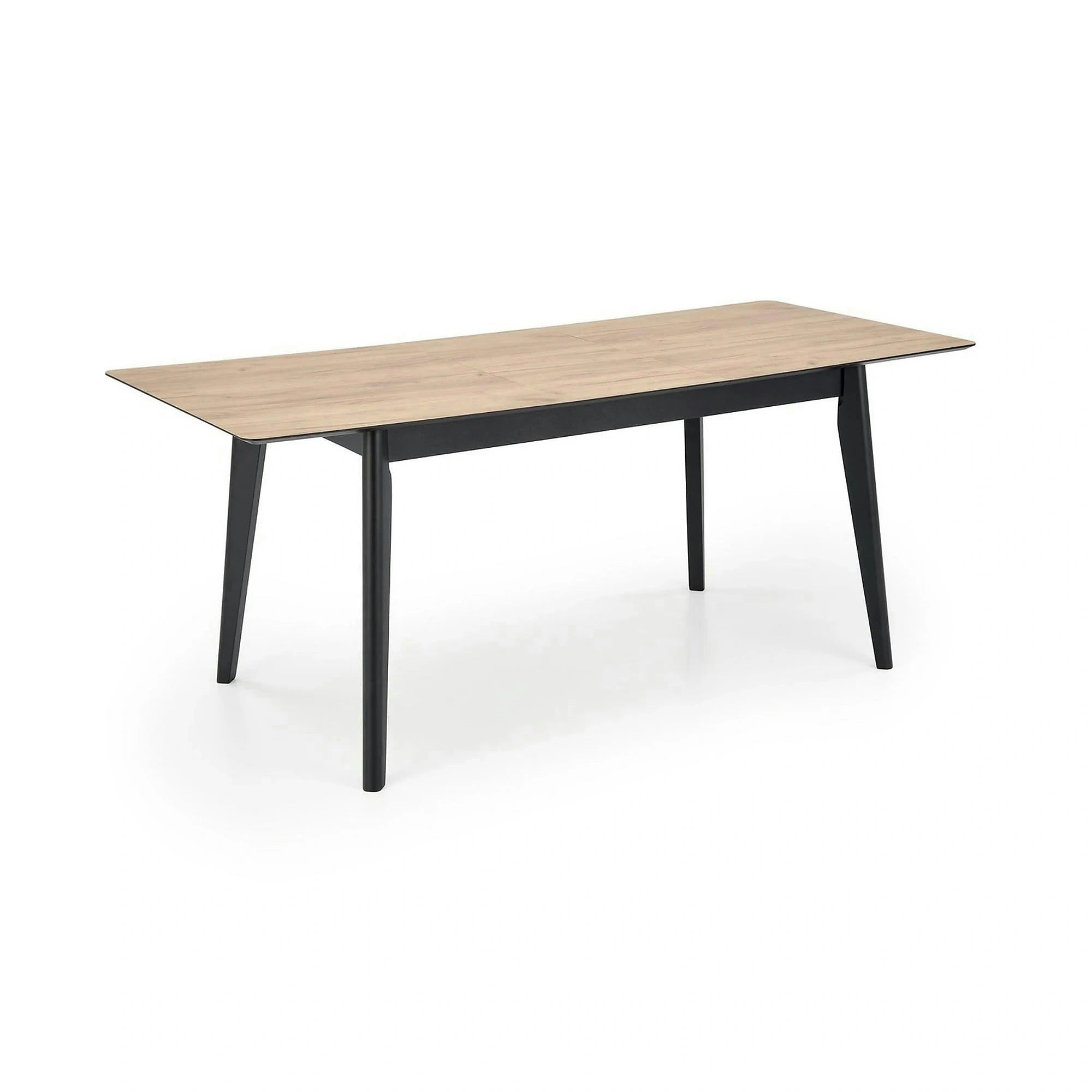 Masa extensibila GULIAN, stejar/negru, PAL laminat/lemn, 140/180x90x76 cm