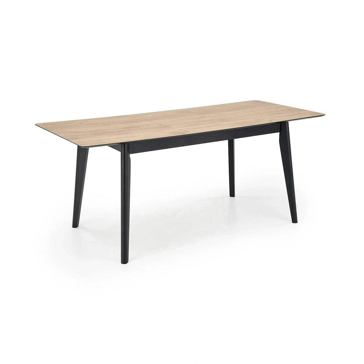 Masa extensibila GULIAN, stejar/negru, PAL laminat/lemn, 140/180x90x76 cm