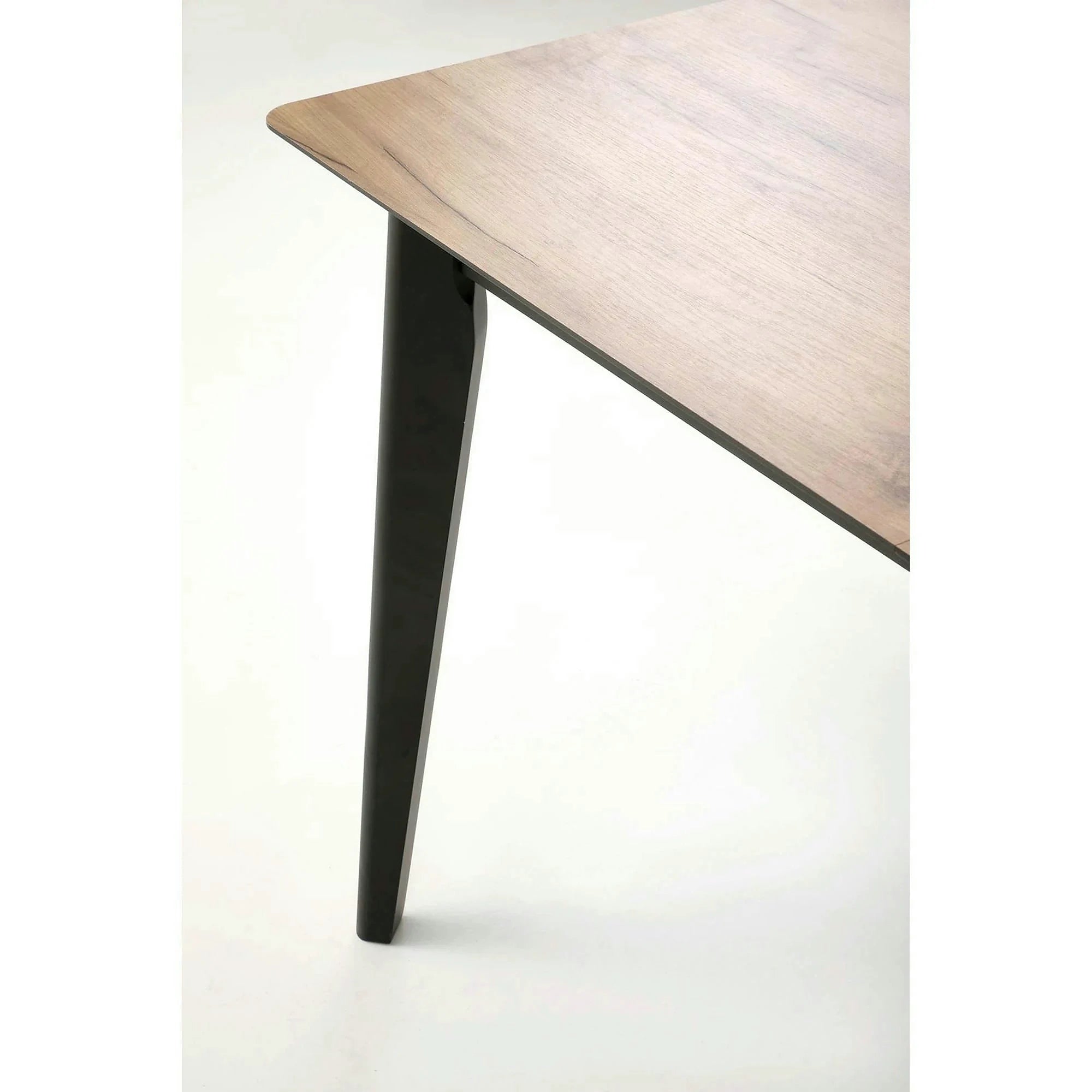 Masa extensibila GULIAN, stejar/negru, PAL laminat/lemn, 140/180x90x76 cm