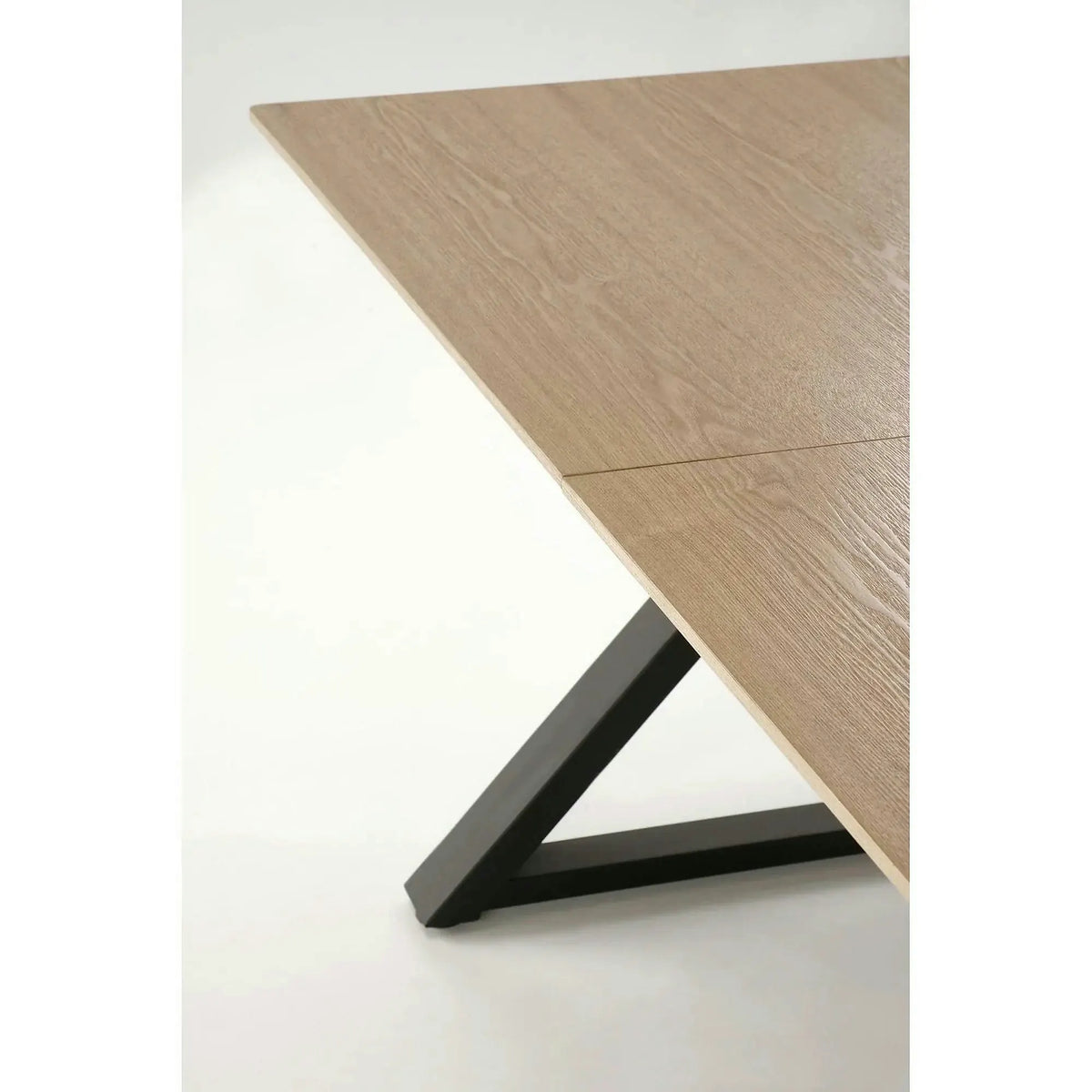 Masa extensibila HENRY, stejar/negru, furnir/metal, 180/300x100x75 cm