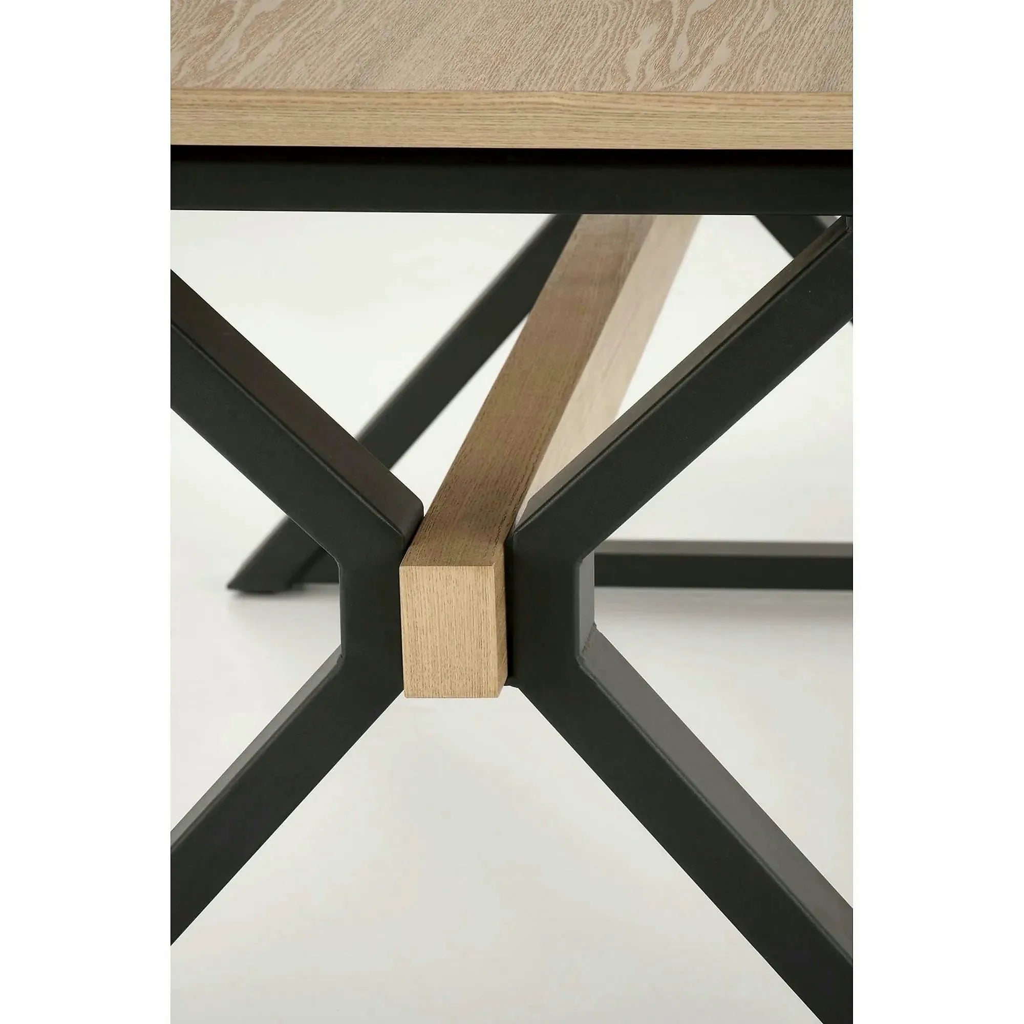 Masa extensibila HENRY, stejar/negru, furnir/metal, 180/300x100x75 cm