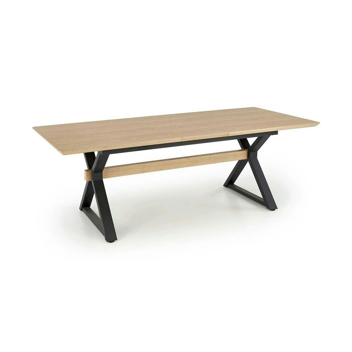 Masa extensibila HENRY, stejar/negru, furnir/metal, 180/300x100x75 cm