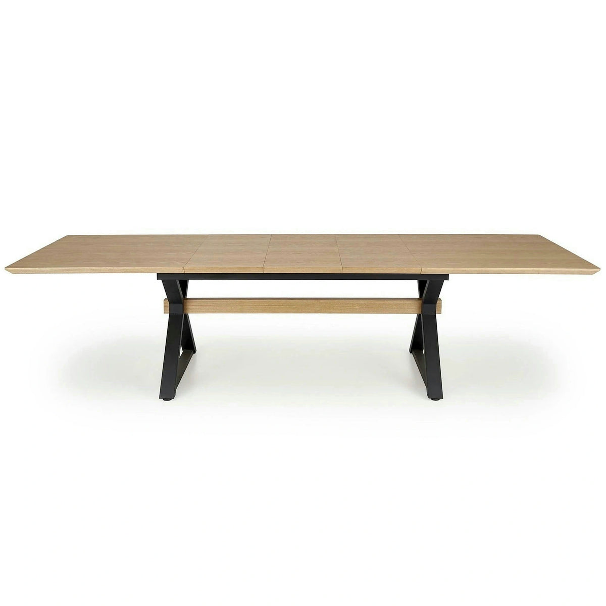 Masa extensibila HENRY, stejar/negru, furnir/metal, 180/300x100x75 cm