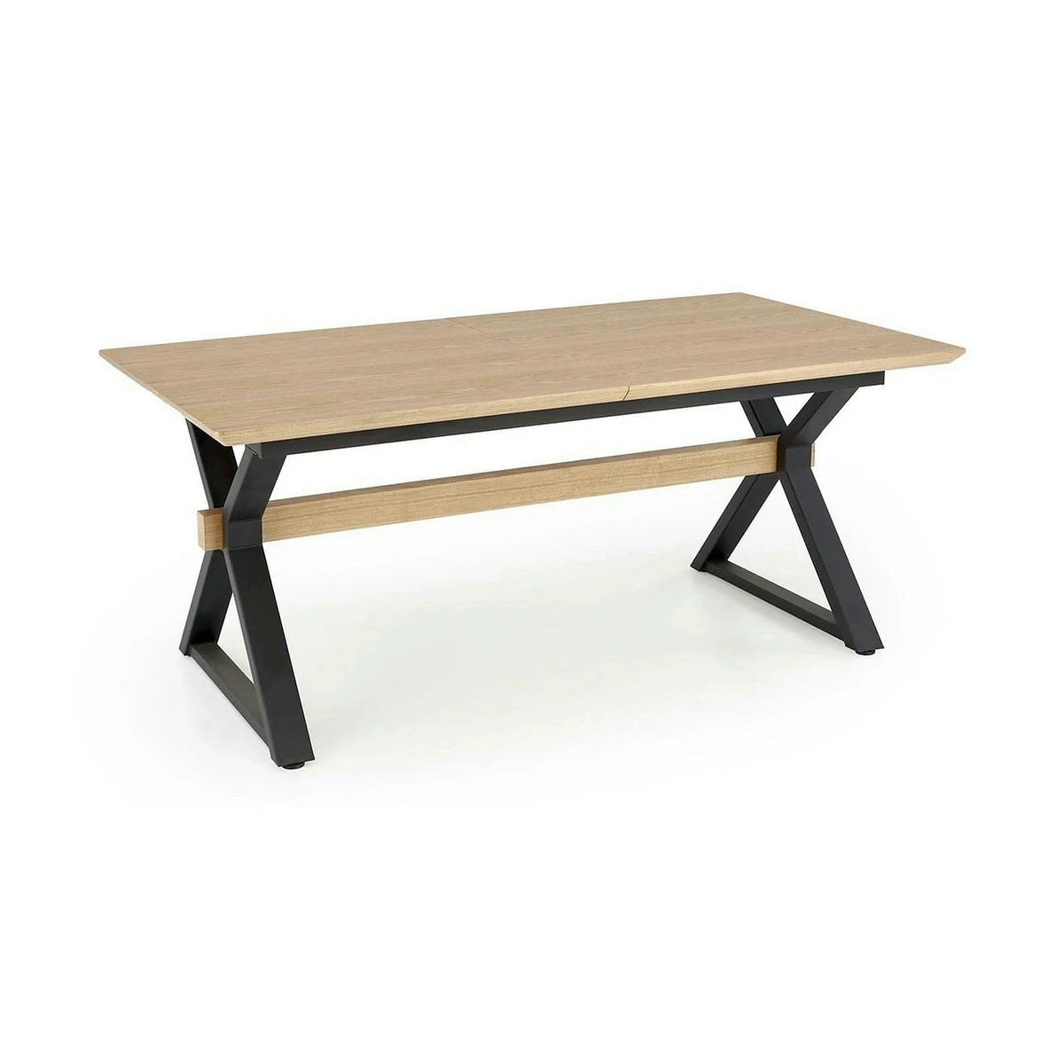 Masa extensibila HENRY, stejar/negru, furnir/metal, 180/300x100x75 cm