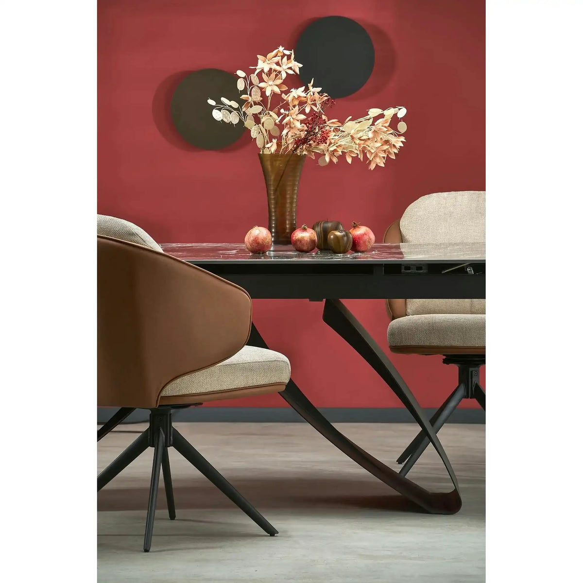 Masa extensibila HILARIO, negru, piatra sinterizata/metal, 180/260x90x75 cm