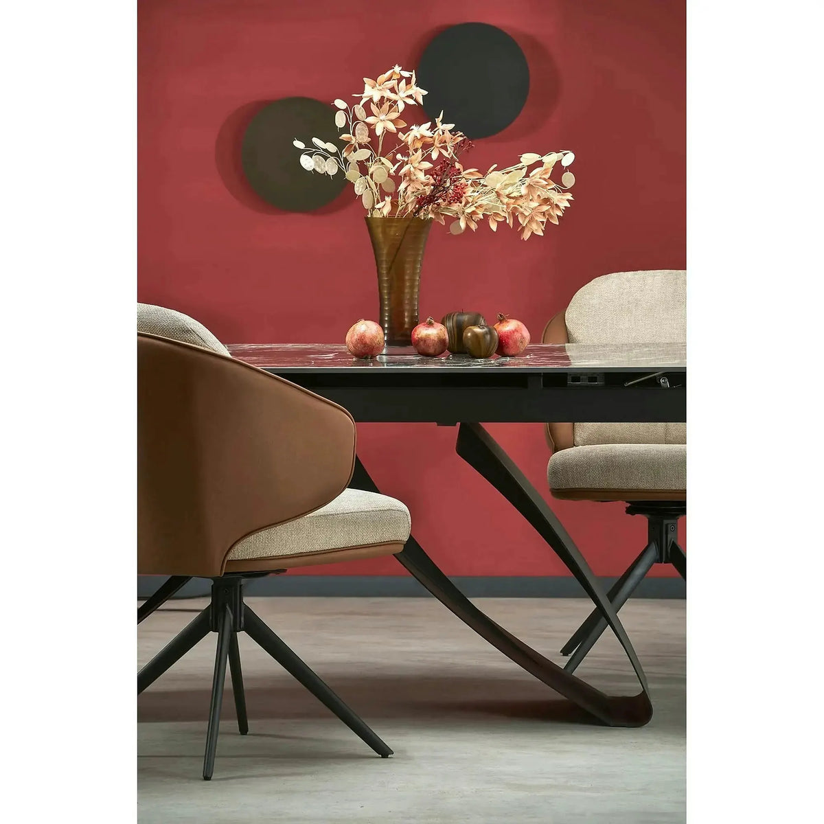 Masa extensibila HILARIO, negru, piatra sinterizata/metal, 180/260x90x75 cm