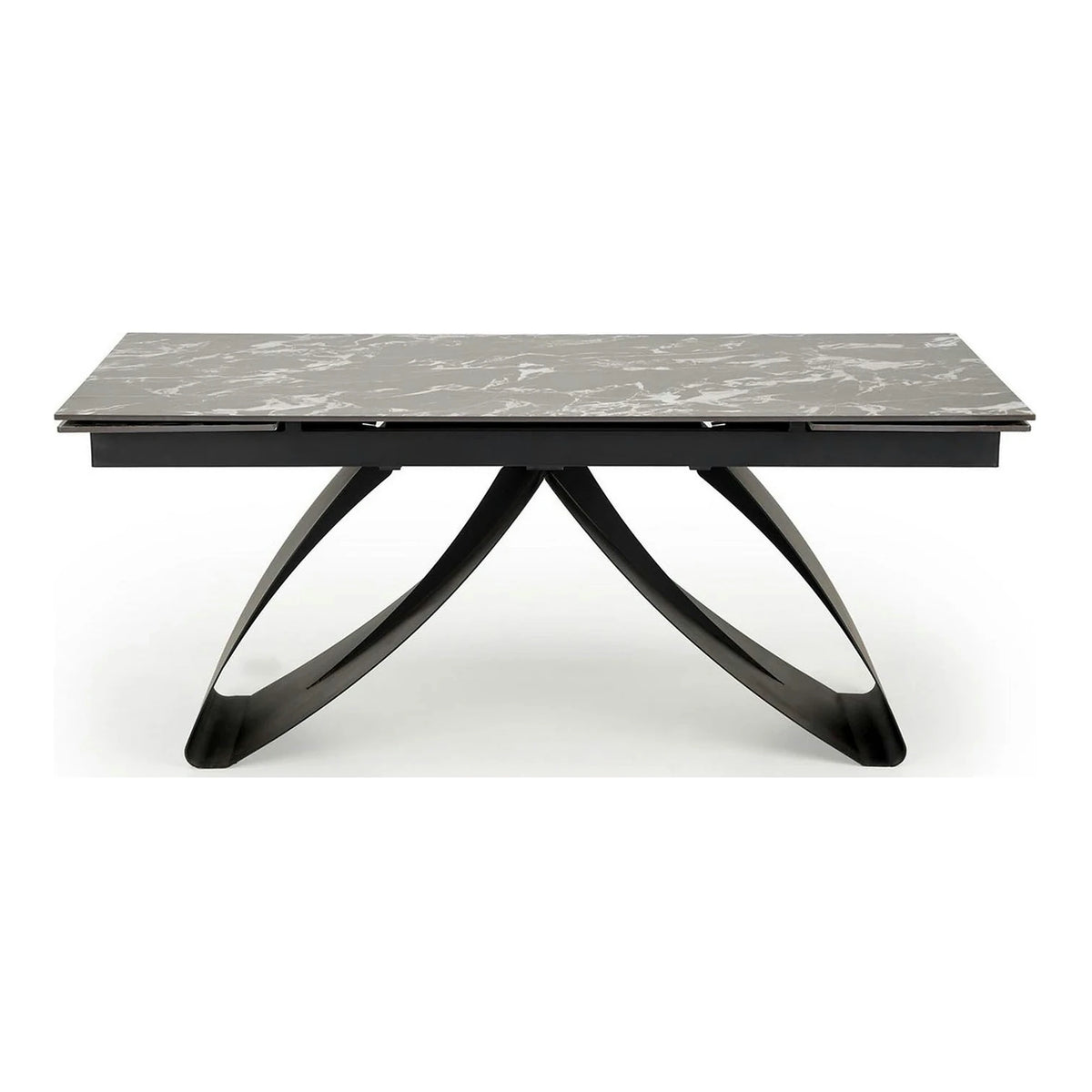 Masa extensibila HILARIO, negru, piatra sinterizata/metal, 180/260x90x75 cm
