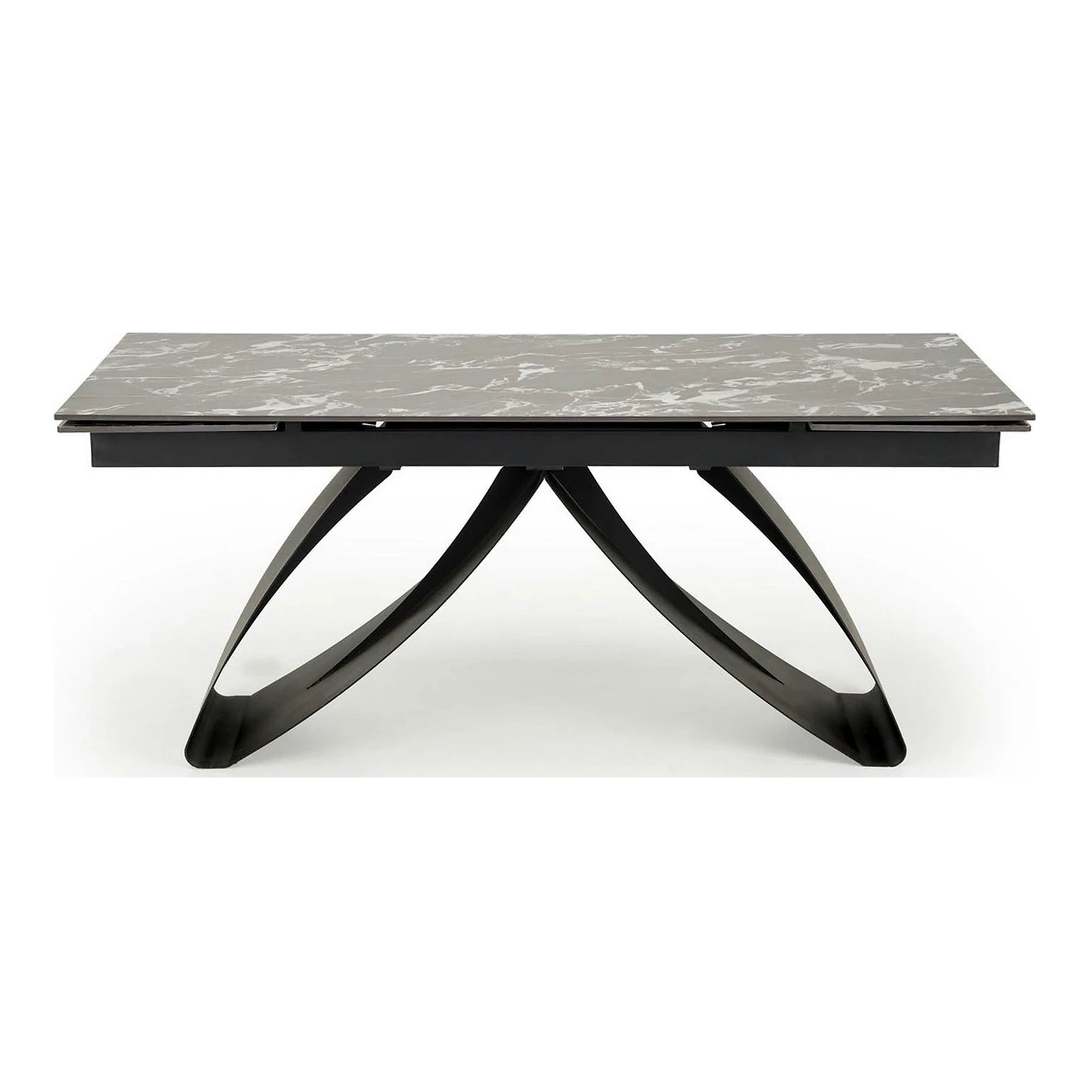 Masa extensibila HILARIO, negru, piatra sinterizata/metal, 180/260x90x75 cm