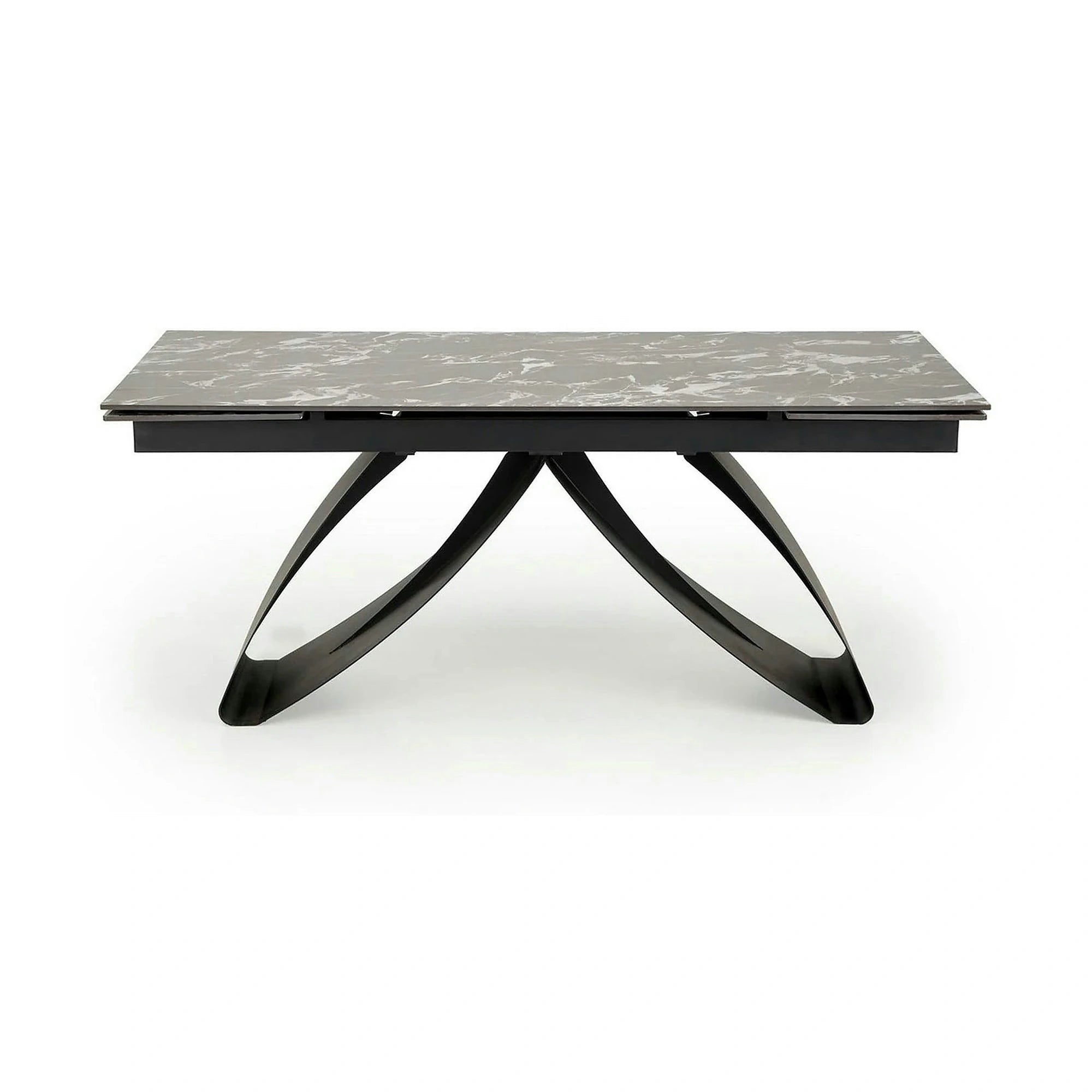 Masa extensibila HILARIO, negru, piatra sinterizata/metal, 180/260x90x75 cm