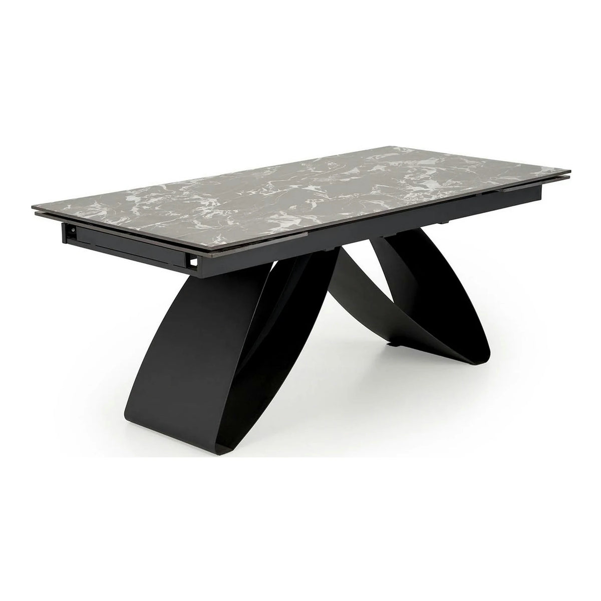 Masa extensibila HILARIO, negru, piatra sinterizata/metal, 180/260x90x75 cm