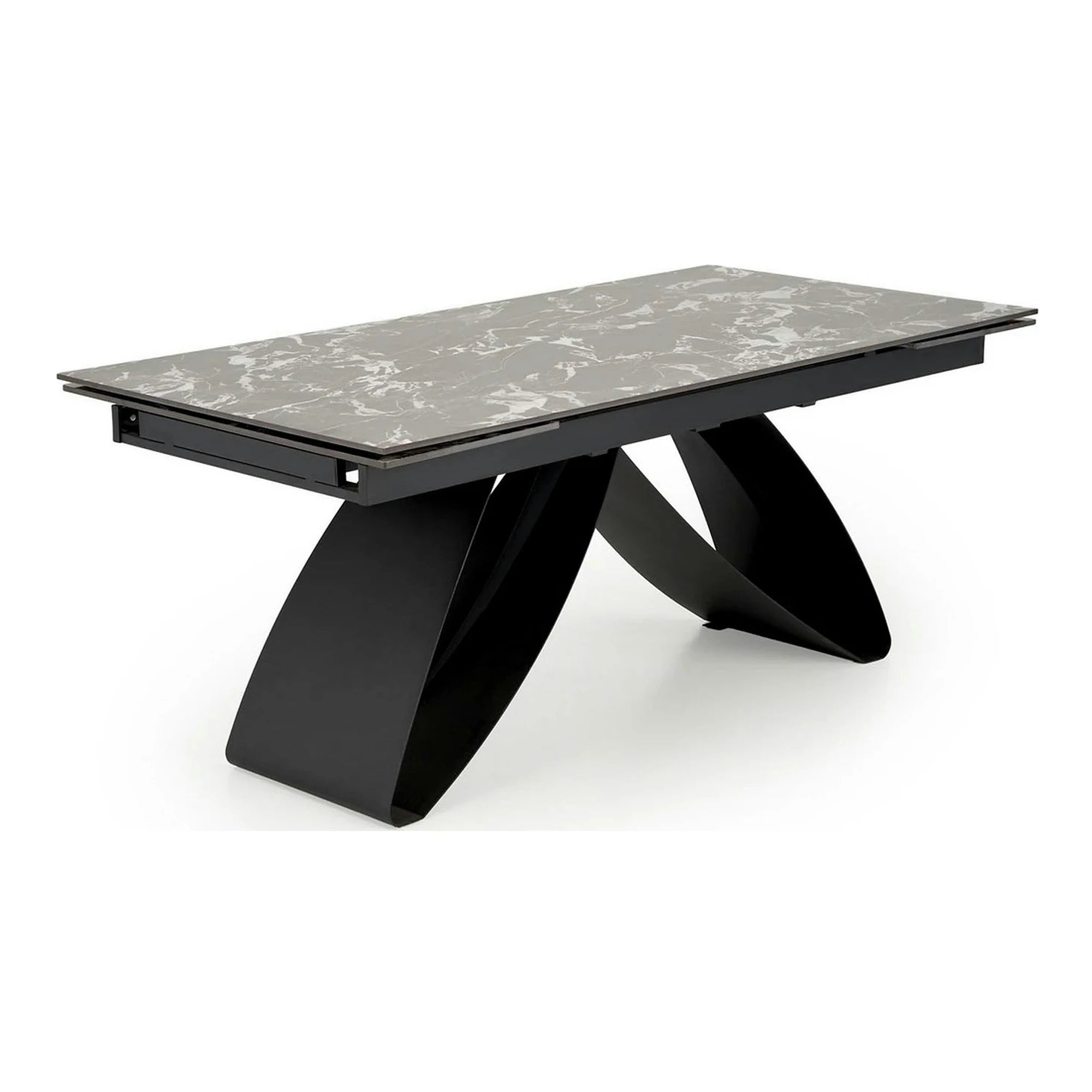 Masa extensibila HILARIO, negru, piatra sinterizata/metal, 180/260x90x75 cm