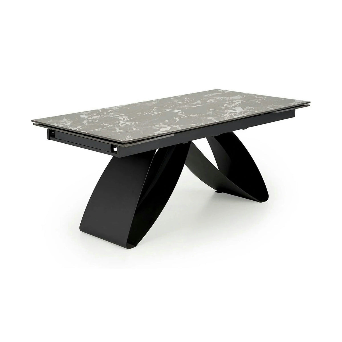 Masa extensibila HILARIO, negru, piatra sinterizata/metal, 180/260x90x75 cm
