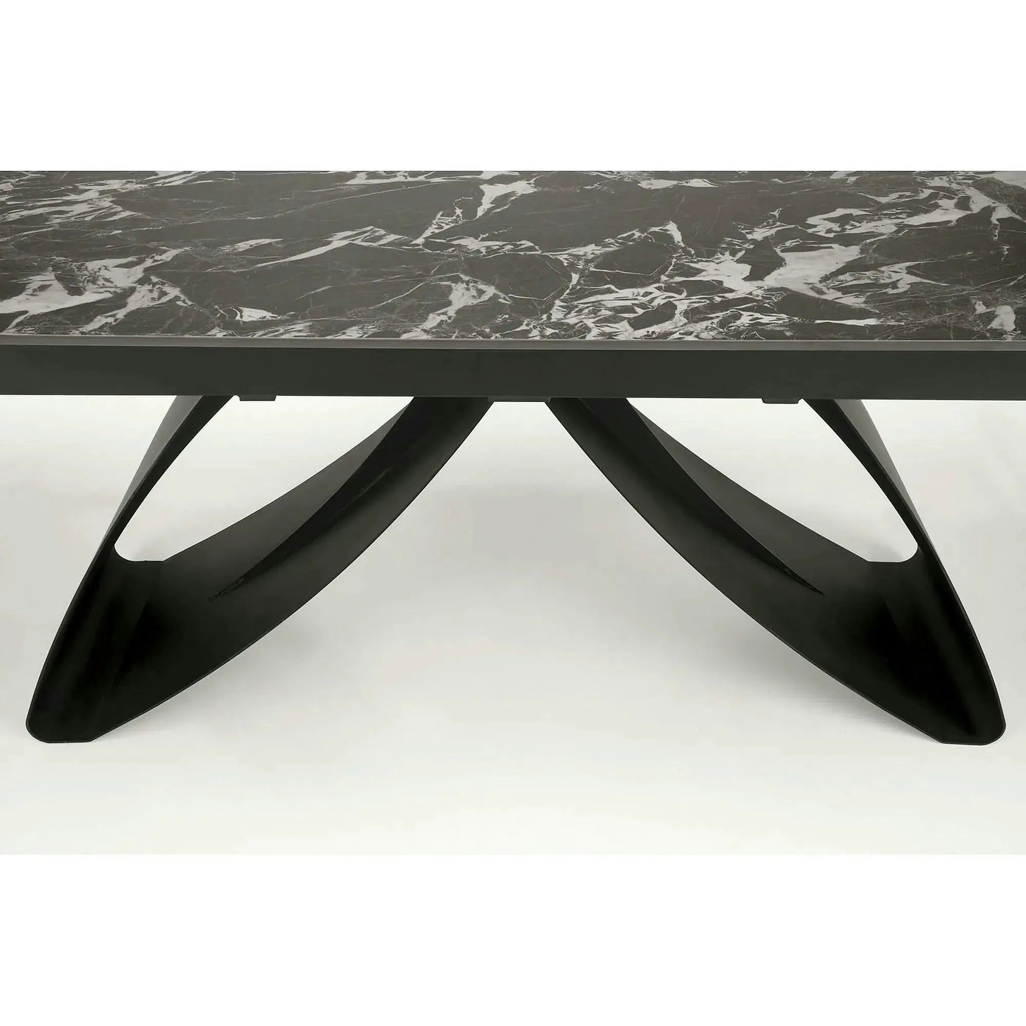 Masa extensibila HILARIO, negru, piatra sinterizata/metal, 180/260x90x75 cm