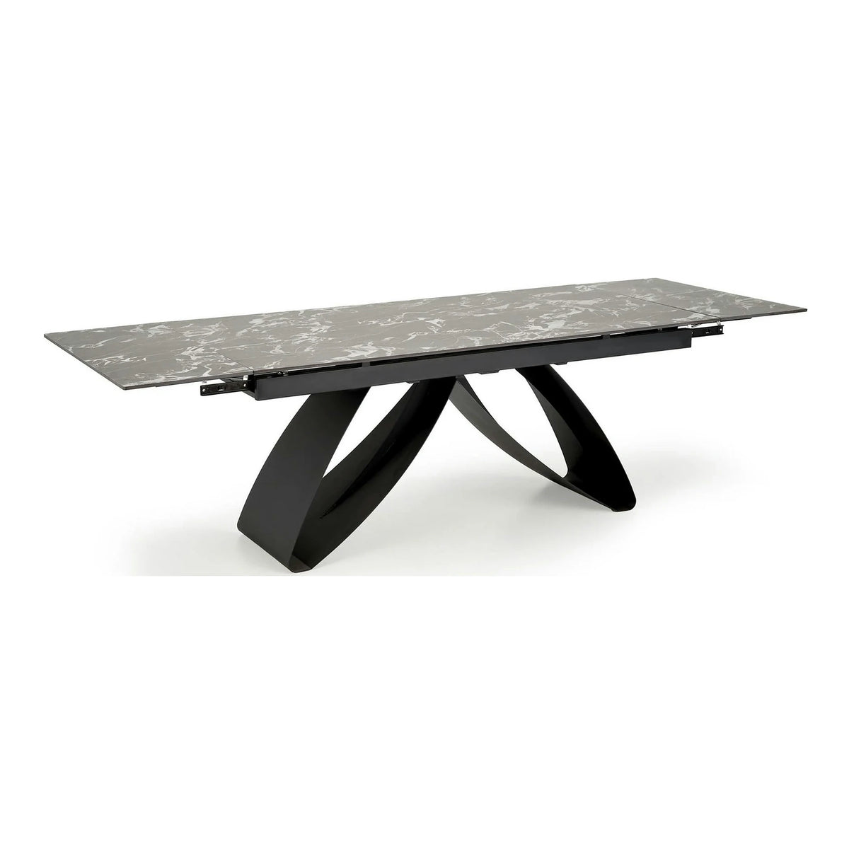 Masa extensibila HILARIO, negru, piatra sinterizata/metal, 180/260x90x75 cm