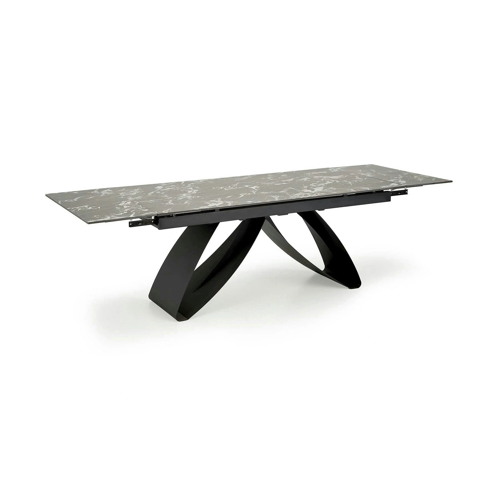 Masa extensibila HILARIO, negru, piatra sinterizata/metal, 180/260x90x75 cm