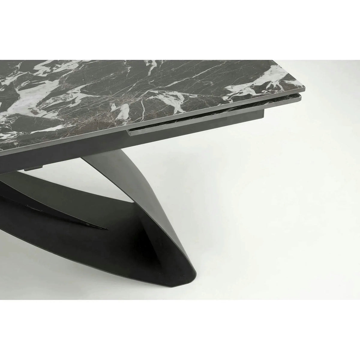 Masa extensibila HILARIO, negru, piatra sinterizata/metal, 180/260x90x75 cm