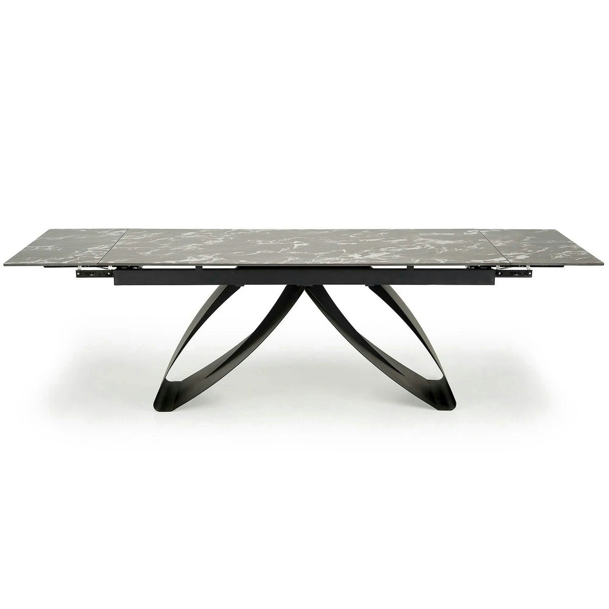 Masa extensibila HILARIO, negru, piatra sinterizata/metal, 180/260x90x75 cm