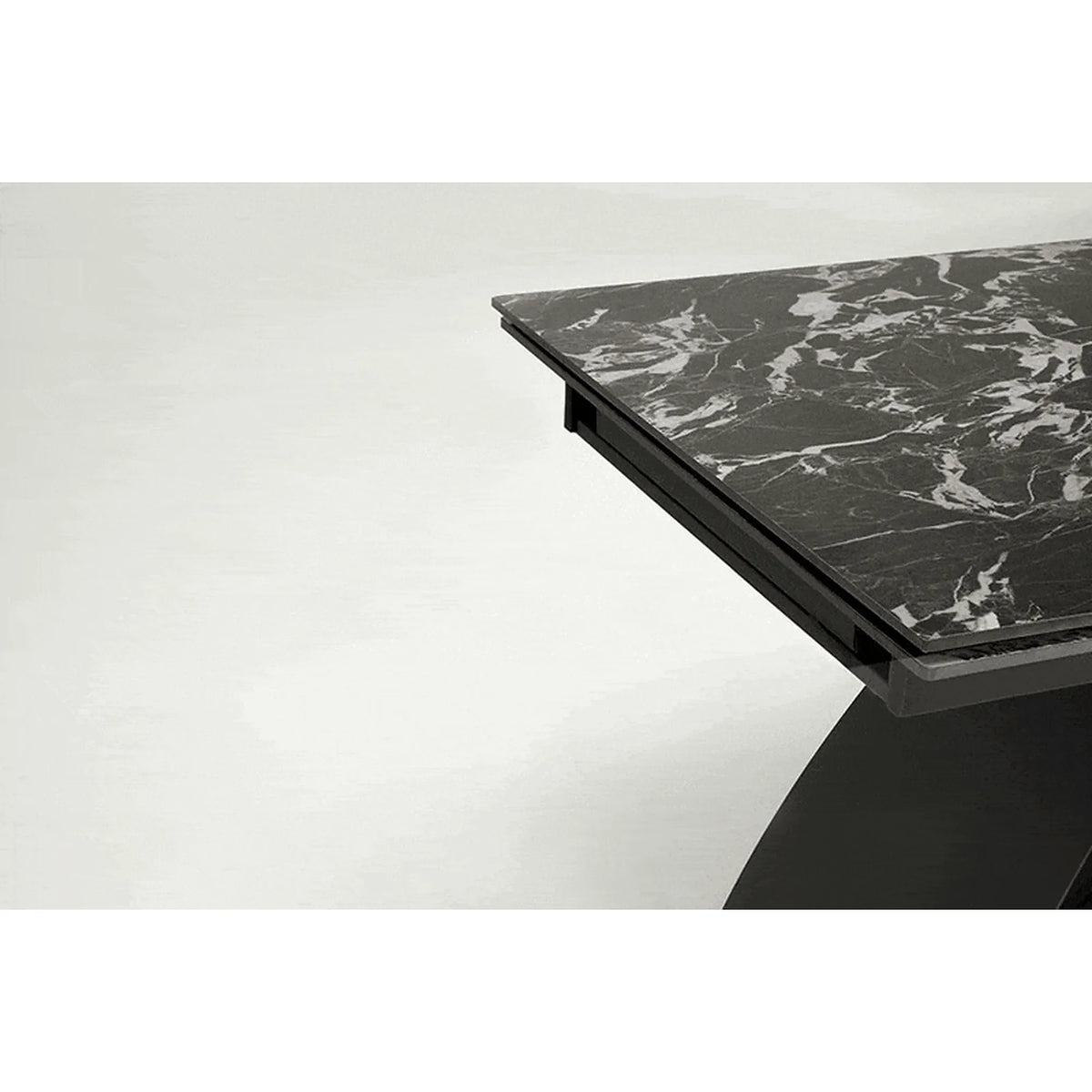 Masa extensibila HILARIO, negru, piatra sinterizata/metal, 180/260x90x75 cm