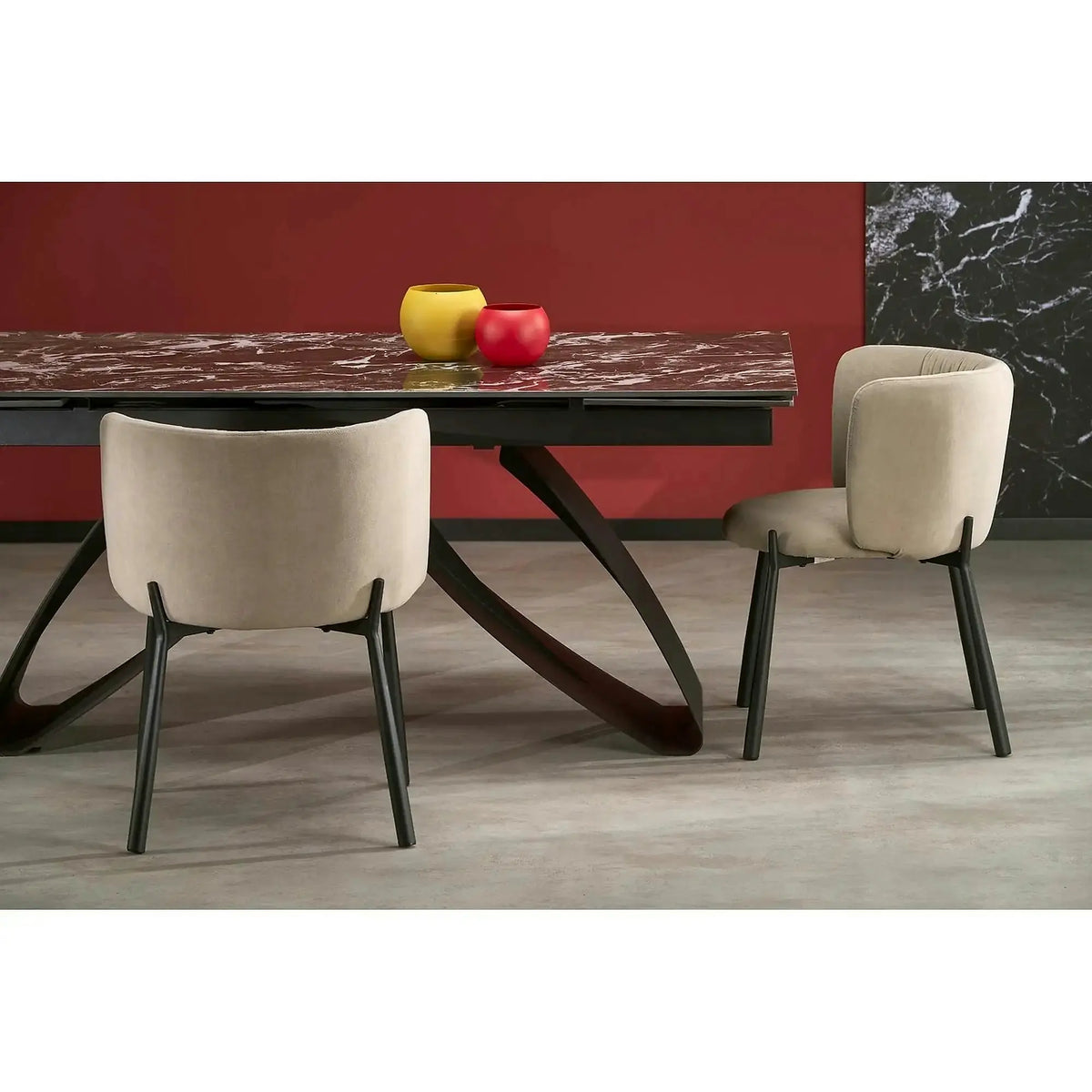 Masa extensibila HILARIO, negru, piatra sinterizata/metal, 180/260x90x75 cm