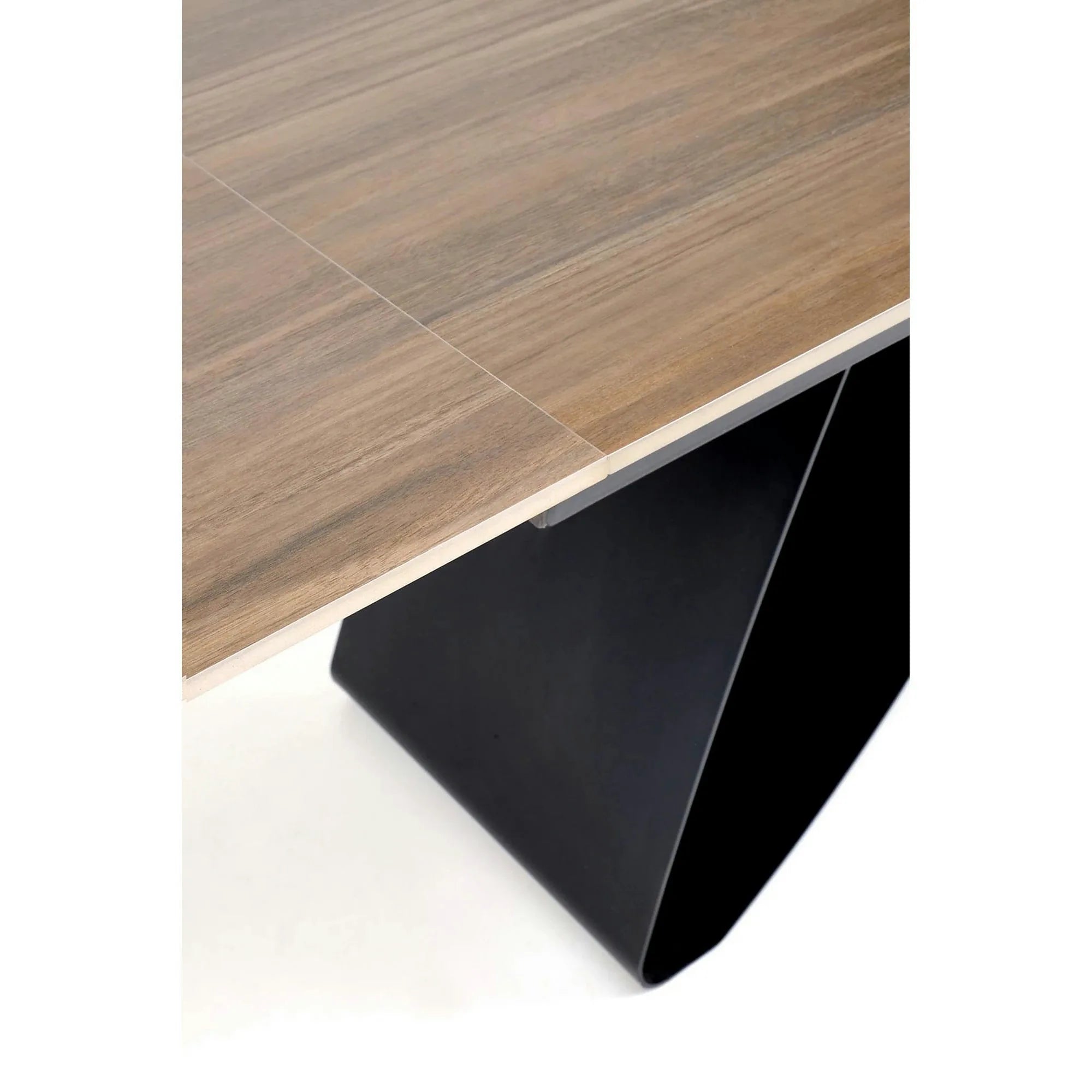 Masa extensibila HILARIO, nuc/negru, piatra sinterizata/otel, 180/260x90x75 cm