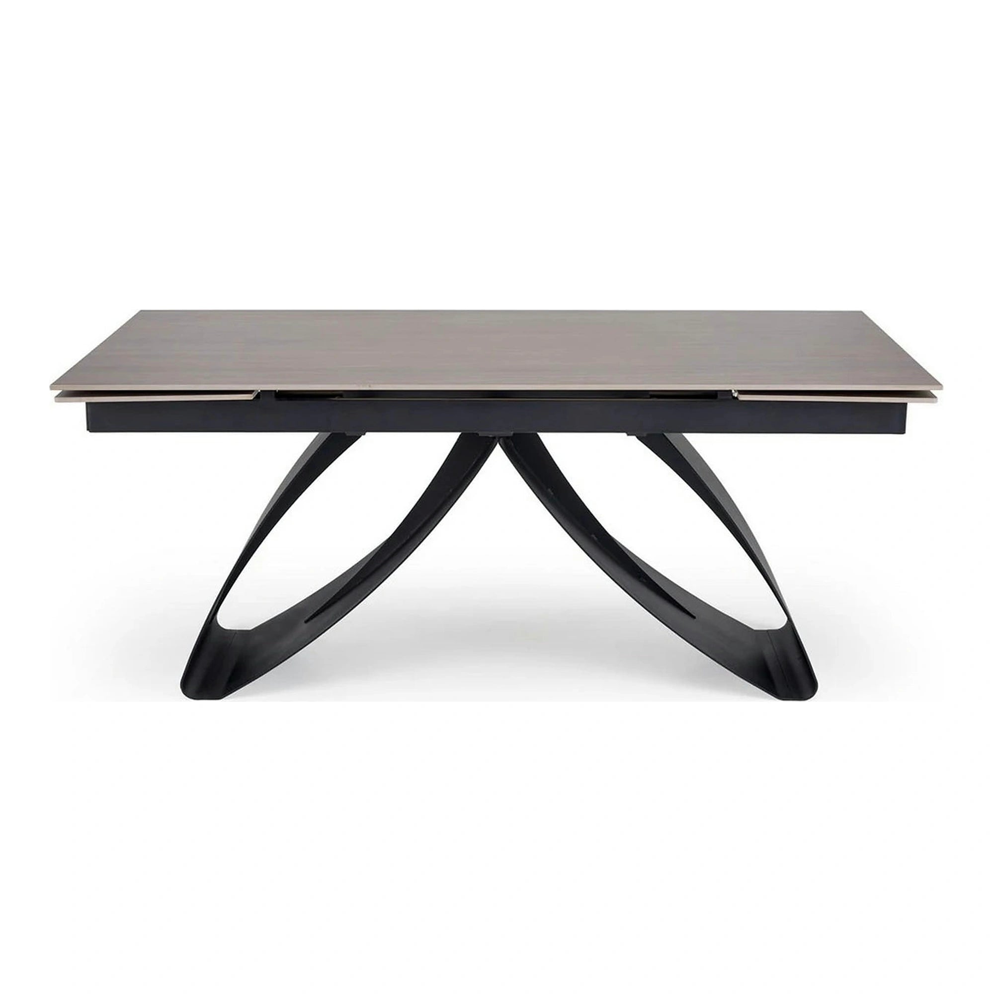 Masa extensibila HILARIO, nuc/negru, piatra sinterizata/otel, 180/260x90x75 cm