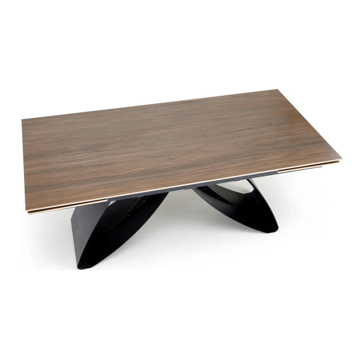 Masa extensibila HILARIO, nuc/negru, piatra sinterizata/otel, 180/260x90x75 cm