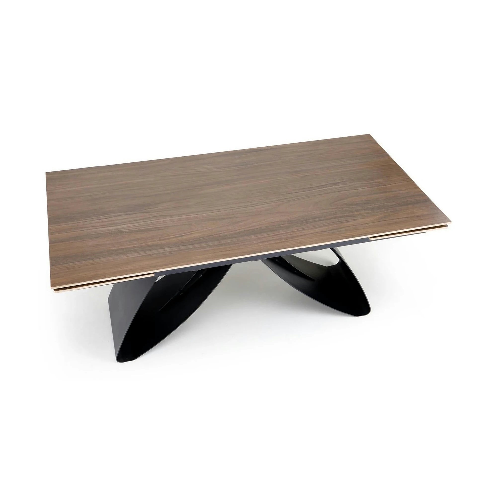Masa extensibila HILARIO, nuc/negru, piatra sinterizata/otel, 180/260x90x75 cm