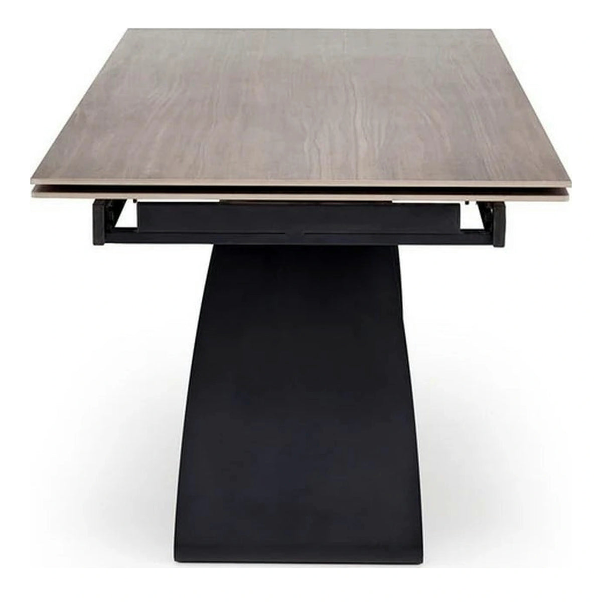 Masa extensibila HILARIO, nuc/negru, piatra sinterizata/otel, 180/260x90x75 cm