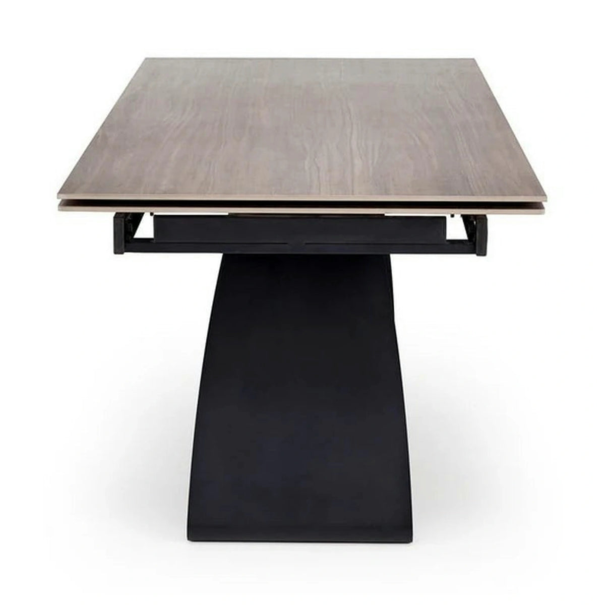 Masa extensibila HILARIO, nuc/negru, piatra sinterizata/otel, 180/260x90x75 cm