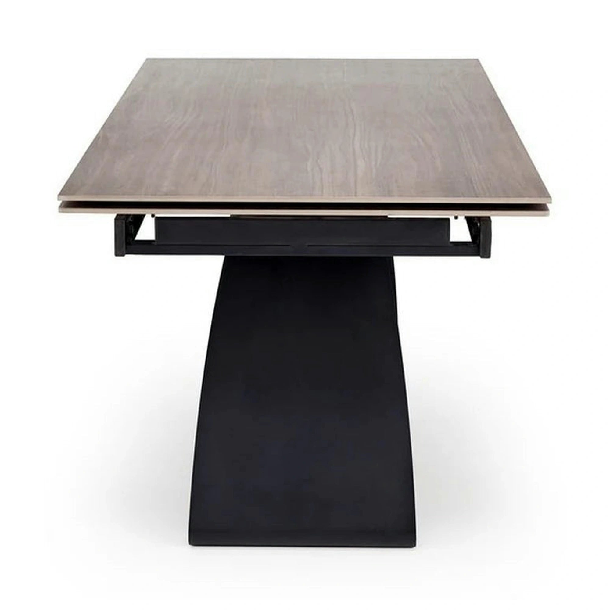 Masa extensibila HILARIO, nuc/negru, piatra sinterizata/otel, 180/260x90x75 cm