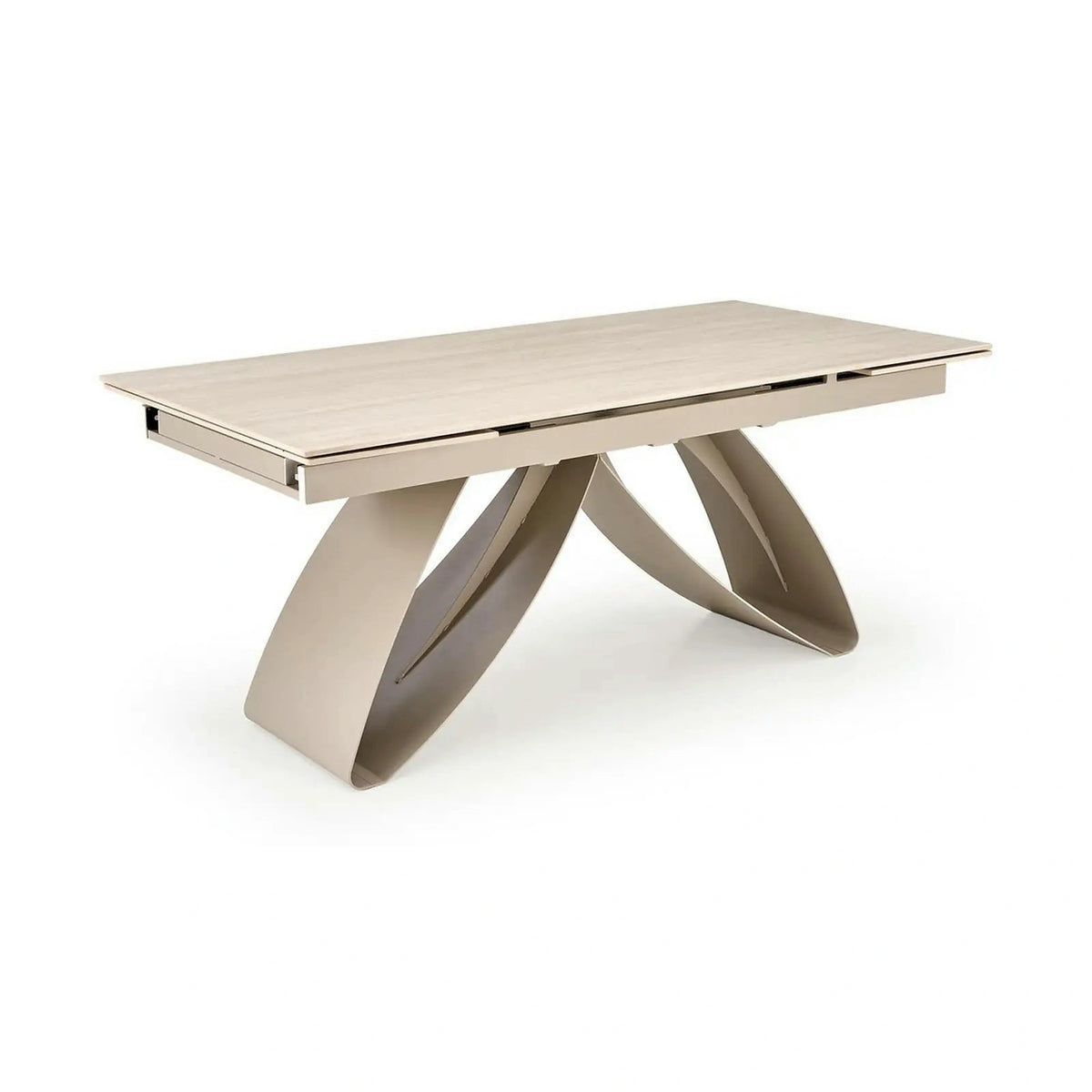 Masa extensibila HILARIO, travertin/casmir, piatra sinterizata/metal, 180/260x90x75 cm