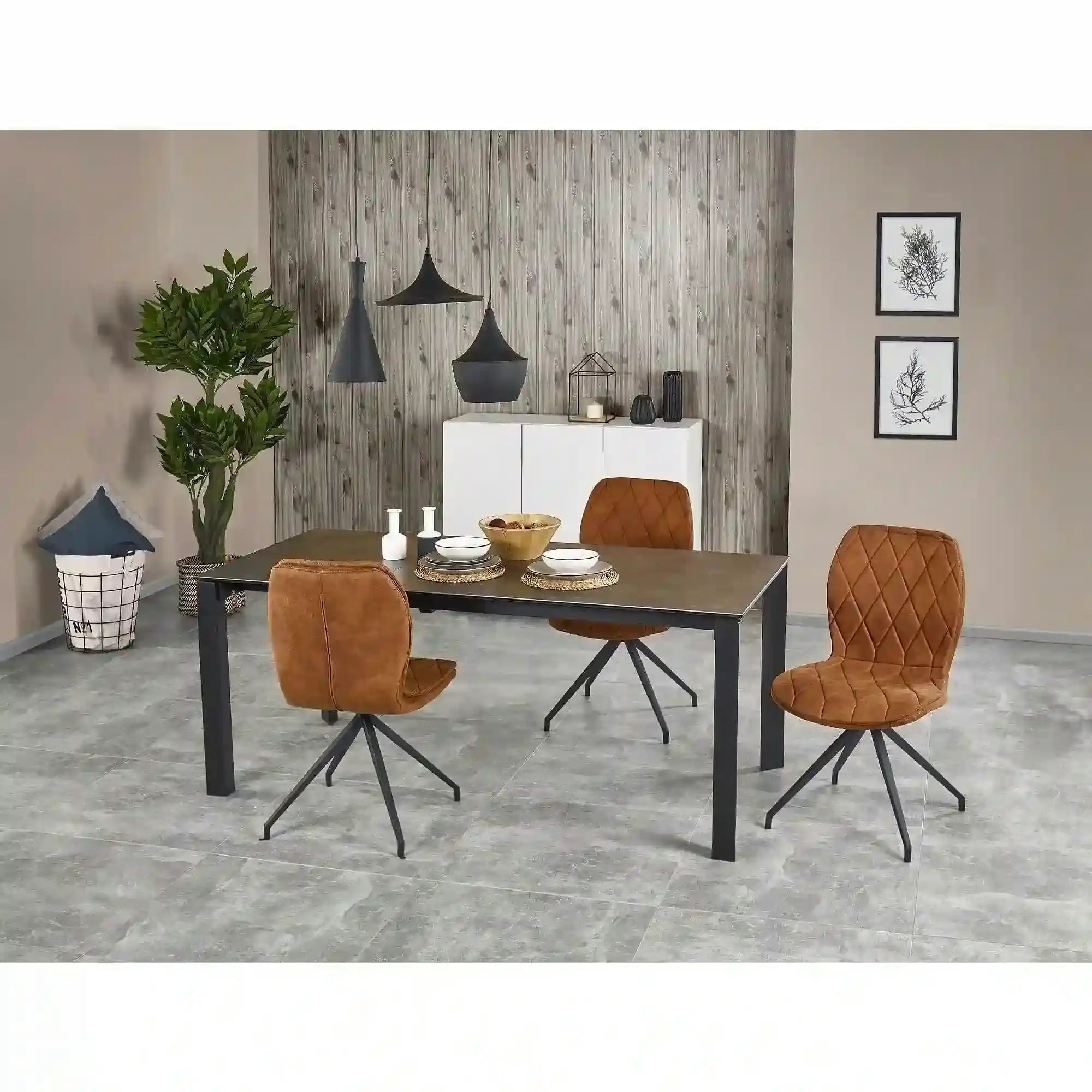Masa extensibila HORIZON, gri/negru, ceramica, 120/180x85x76 cm