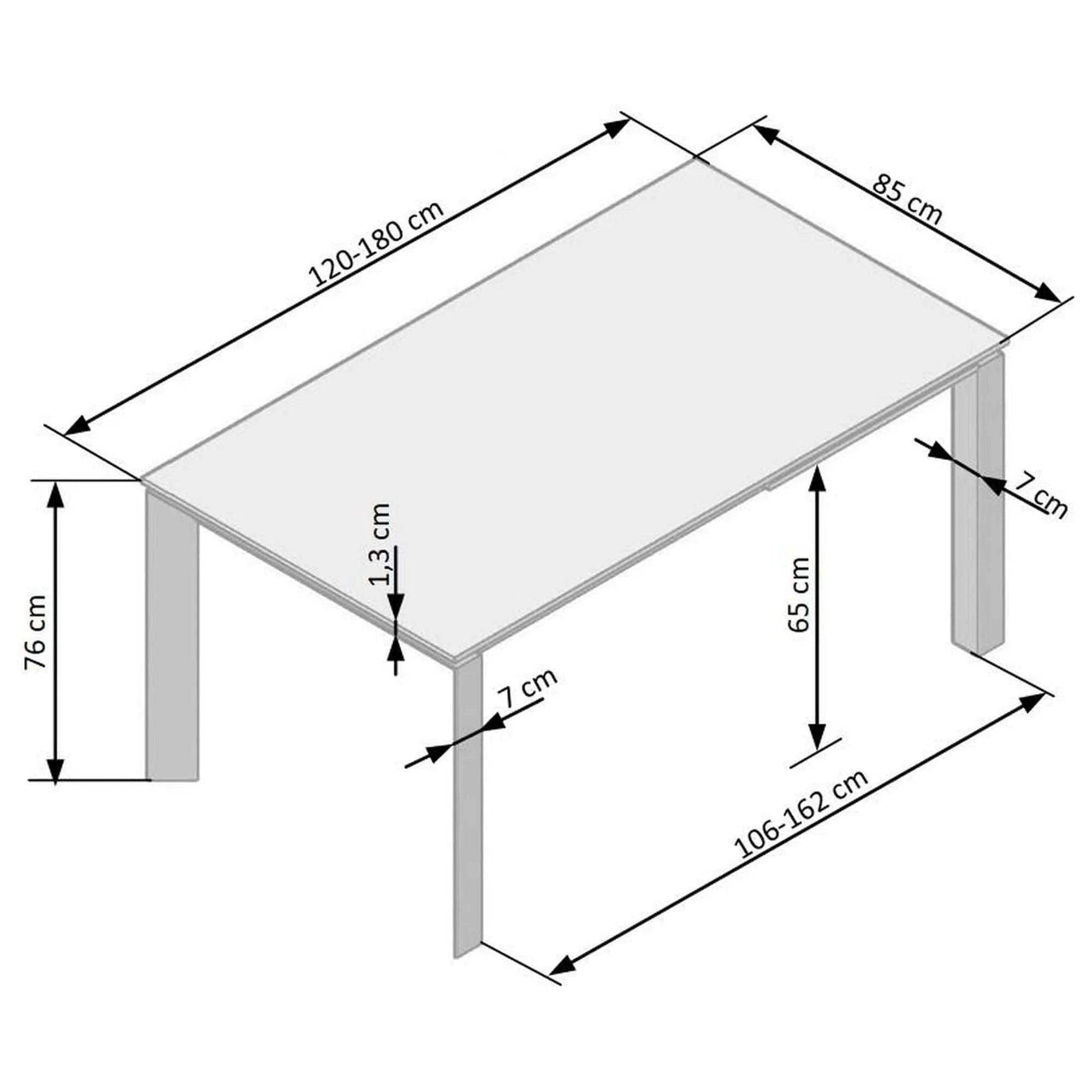 Masa extensibila HORIZON, gri/negru, ceramica, 120/180x85x76 cm