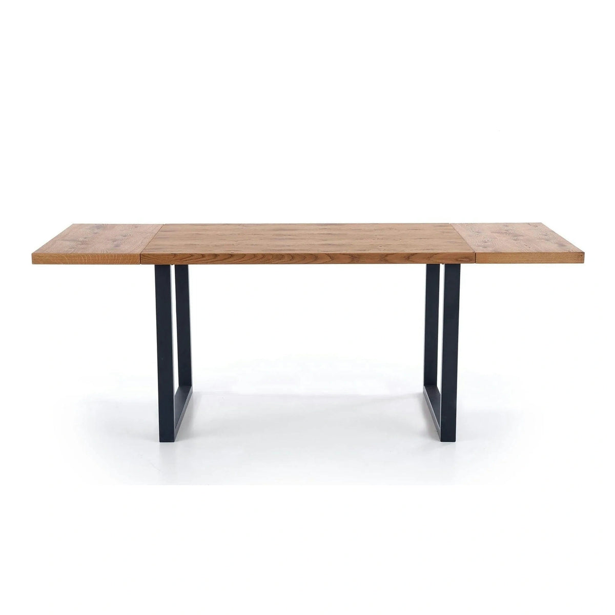 Masa extensibila HORUS, stejar/negru, furnir/otel, 126/206x80x76 cm
