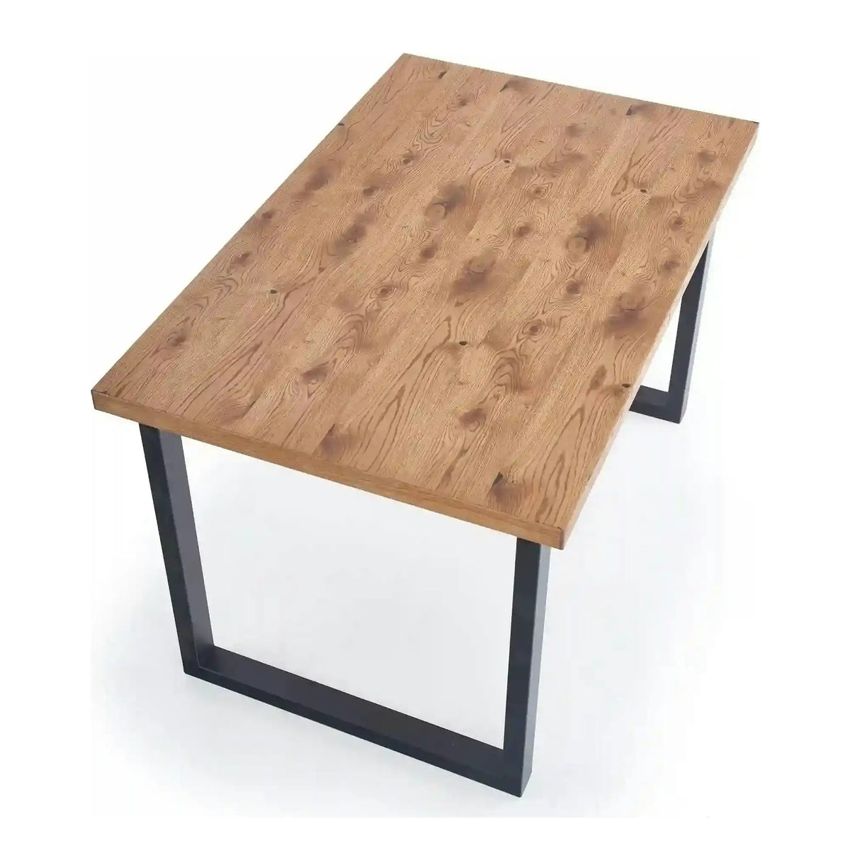 Masa extensibila HORUS, stejar/negru, furnir/otel, 126/206x80x76 cm