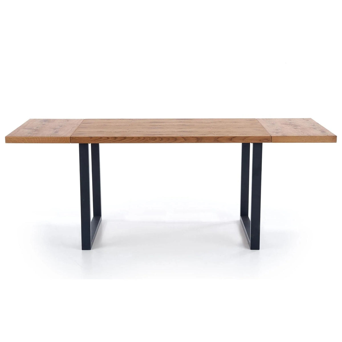 Masa extensibila HORUS, stejar/negru, furnir/otel, 126/206x80x76 cm