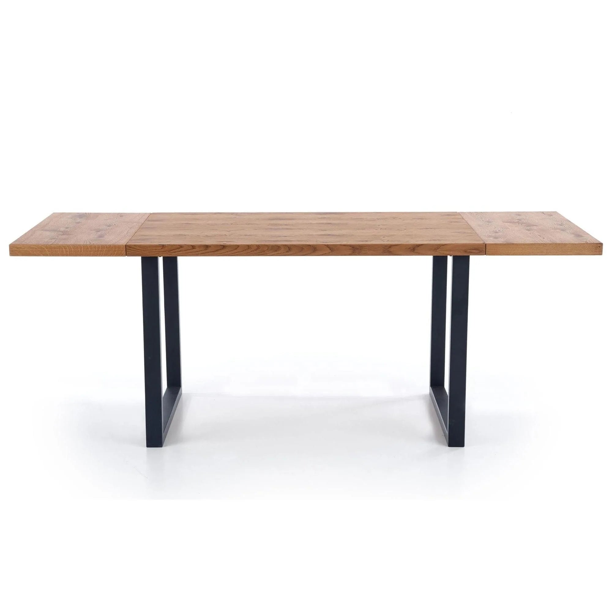 Masa extensibila HORUS, stejar/negru, furnir/otel, 126/206x80x76 cm