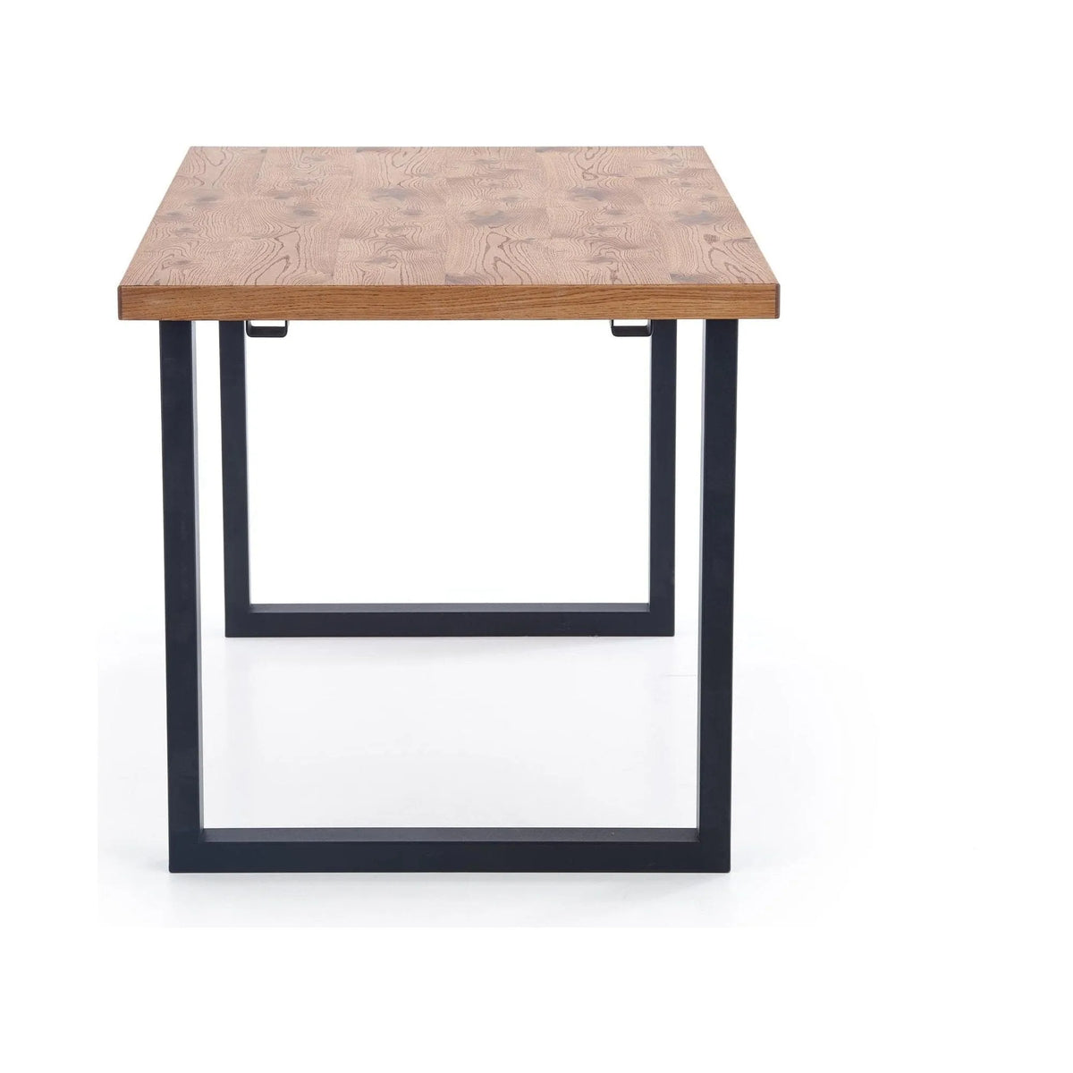 Masa extensibila HORUS, stejar/negru, furnir/otel, 126/206x80x76 cm