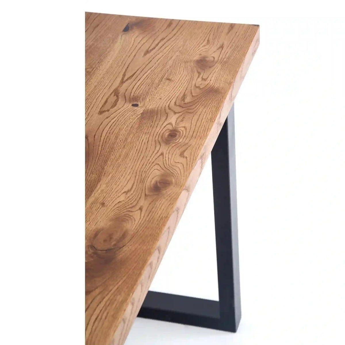 Masa extensibila HORUS, stejar/negru, furnir/otel, 126/206x80x76 cm