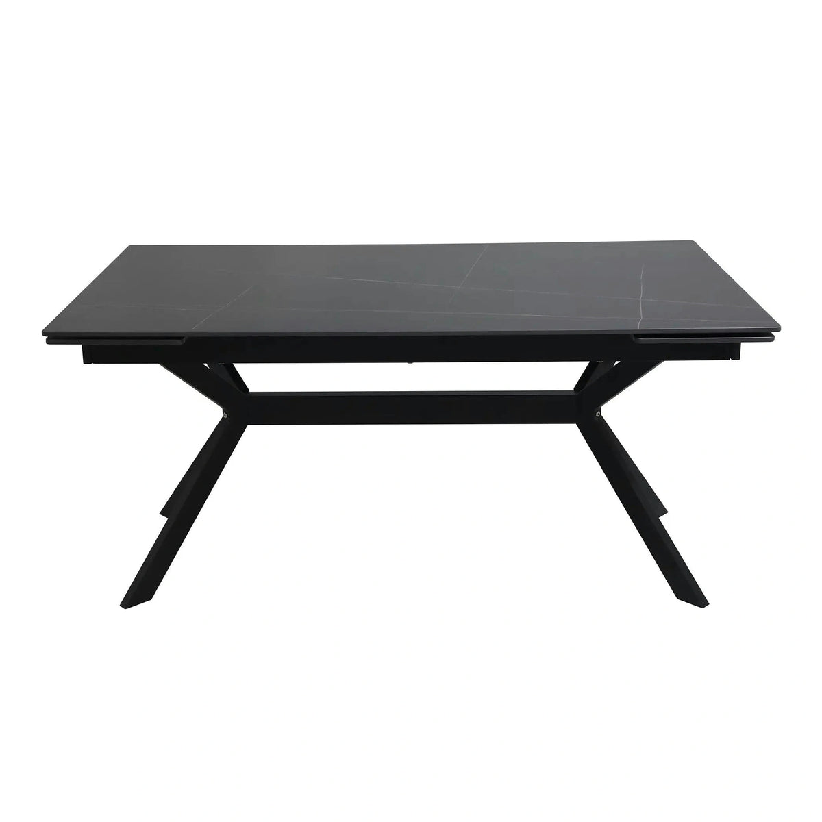 Masa extensibila IMPERIA, negru mat cu efect de marmura, ceramica/metal, 160/220x90x76 cm
