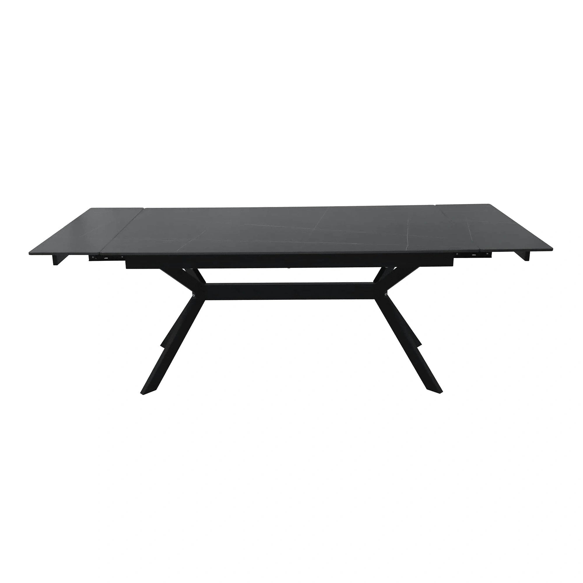 Masa extensibila IMPERIA, negru mat cu efect de marmura, ceramica/metal, 160/220x90x76 cm