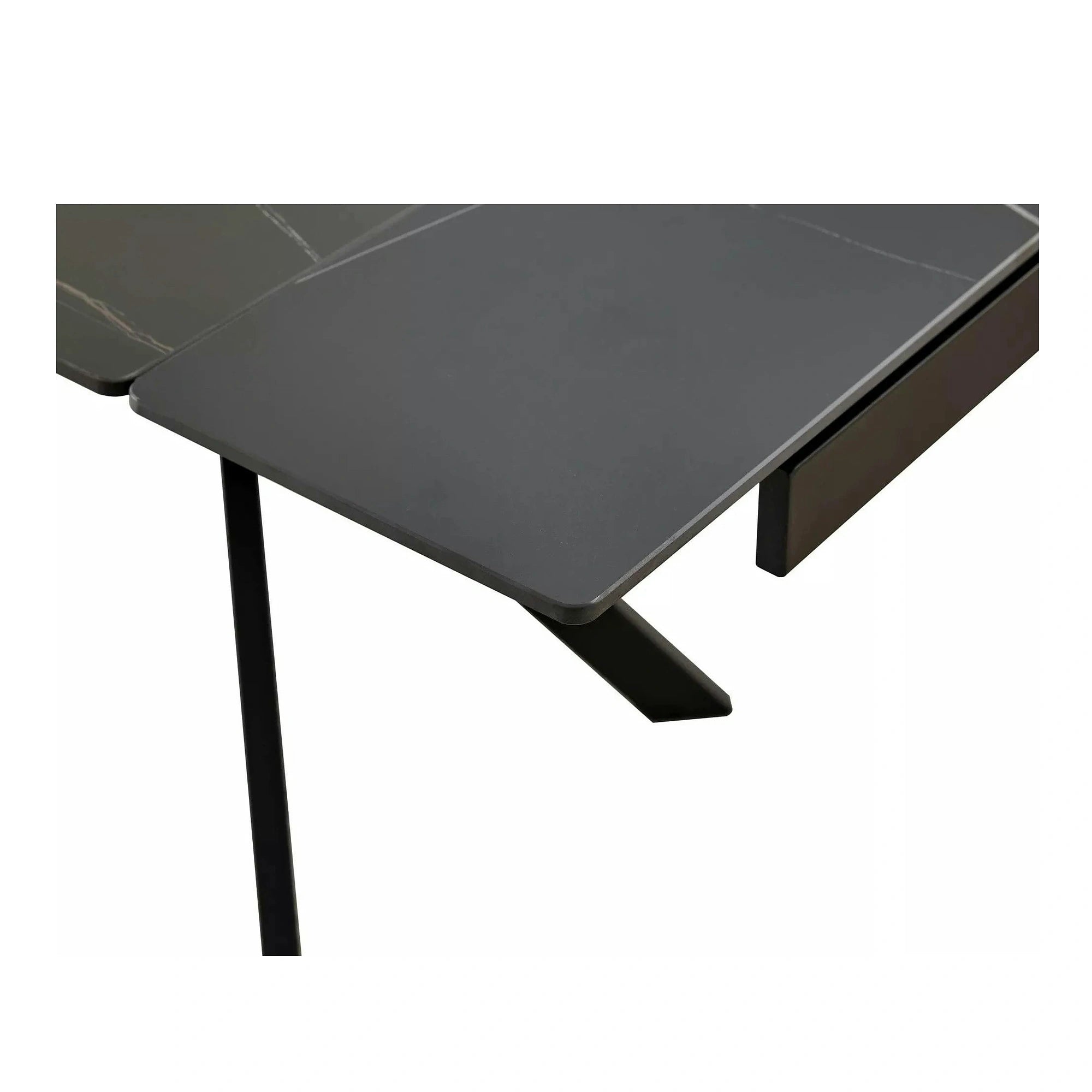 Masa extensibila IMPERIA, negru mat cu efect de marmura, ceramica/metal, 160/220x90x76 cm