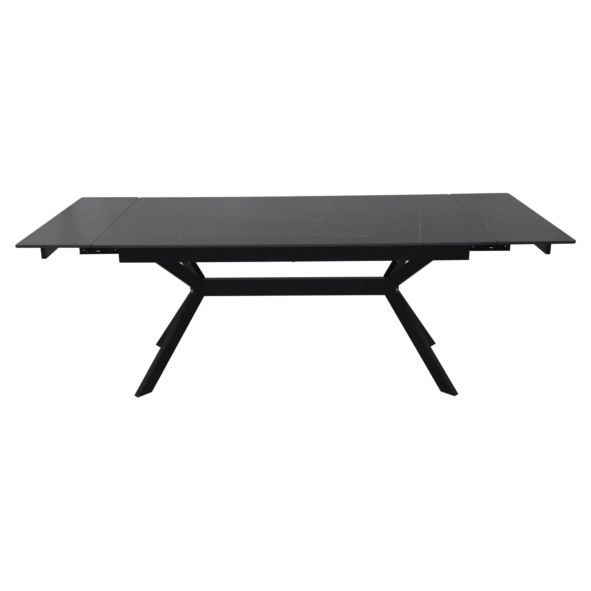 Masa extensibila IMPERIA, negru mat cu efect de marmura, ceramica/metal, 160/220x90x76 cm