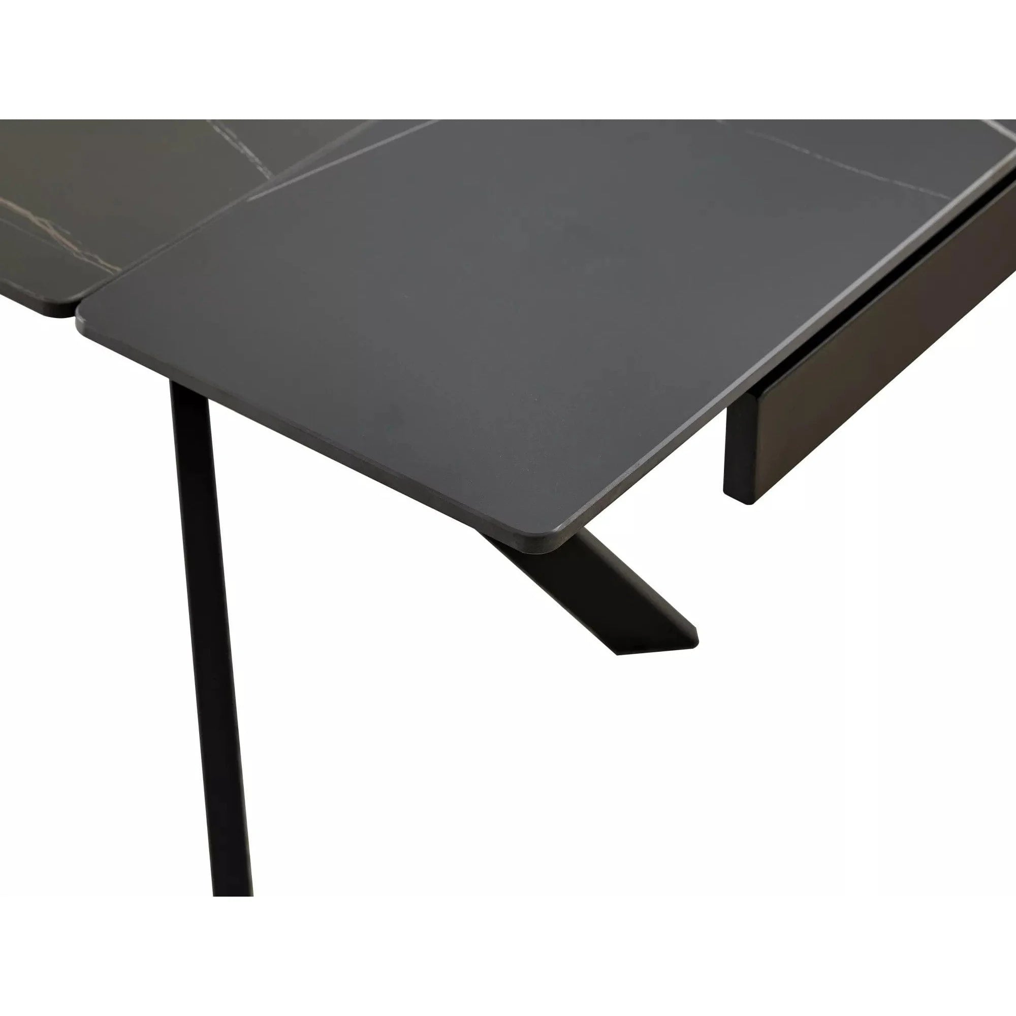 Masa extensibila IMPERIA, negru mat cu efect de marmura, ceramica/metal, 160/220x90x76 cm