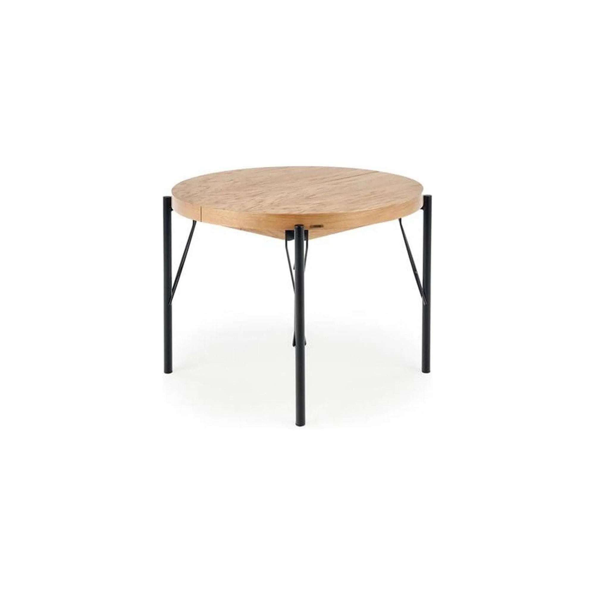 Masa extensibila INFERNO, stejar/negru, furnir/otel, 100/300x100x76 cm