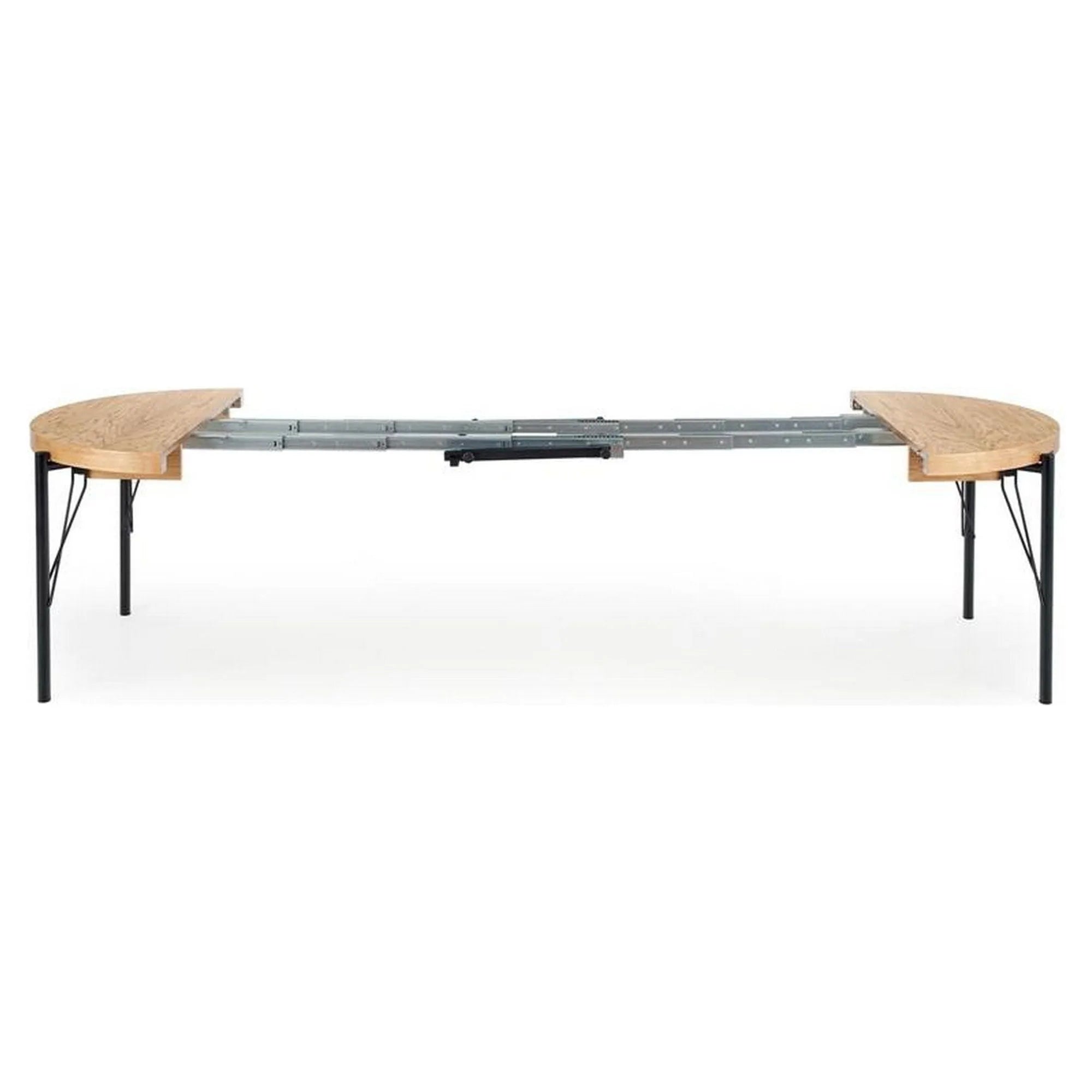 Masa extensibila INFERNO, stejar/negru, furnir/otel, 100/300x100x76 cm