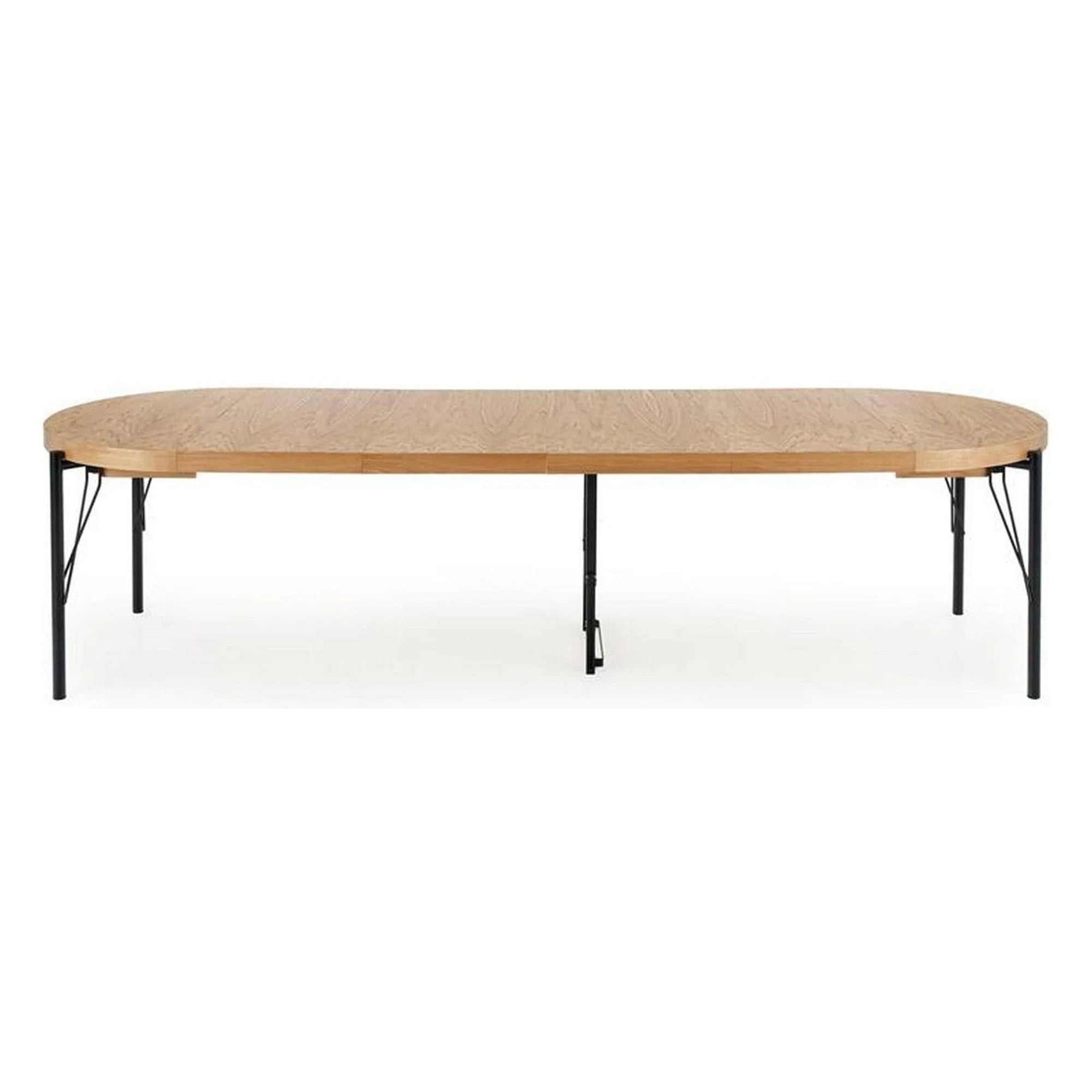 Masa extensibila INFERNO, stejar/negru, furnir/otel, 100/300x100x76 cm