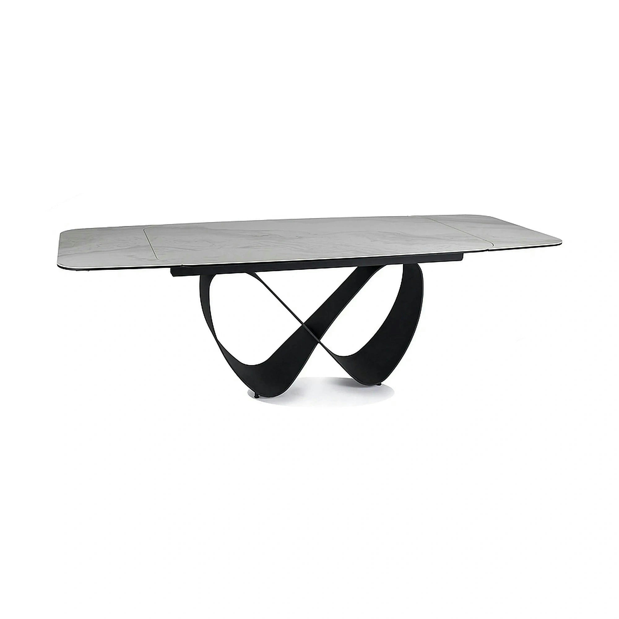 Masa extensibila INFINITY, alb/negru, sticla securizata/ceramica/metal, 160/240x95x76 cm
